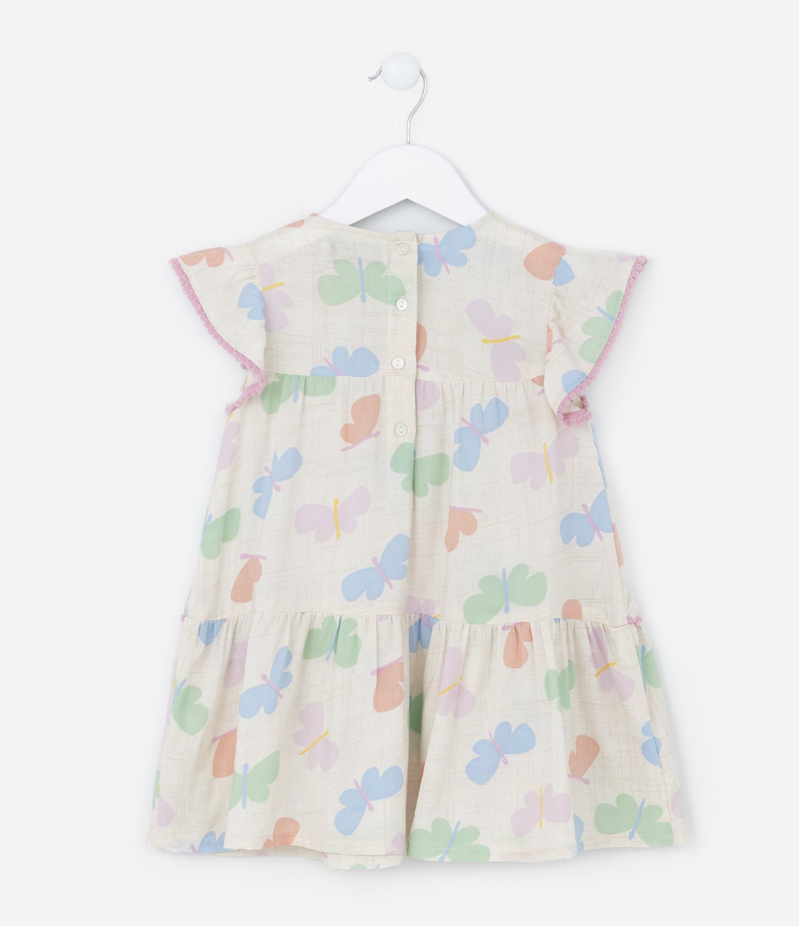 Vestido Marias Infantil com Estampa de Borboletinhas - Tam 1 A 5 Anos Bege 2