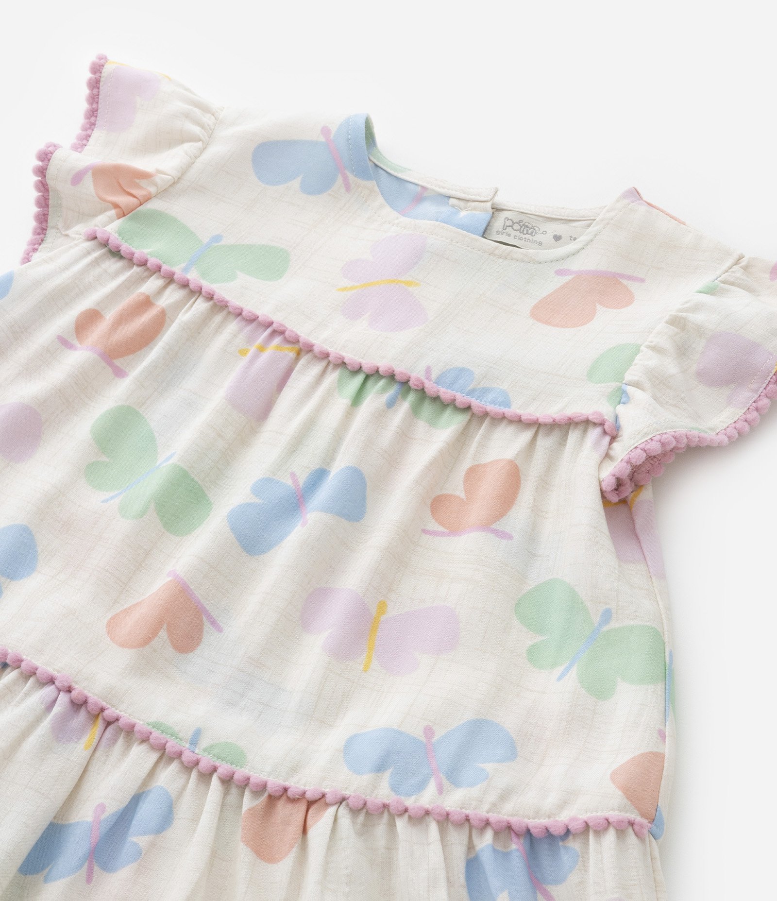 Vestido Marias Infantil com Estampa de Borboletinhas - Tam 1 A 5 Anos Bege 6