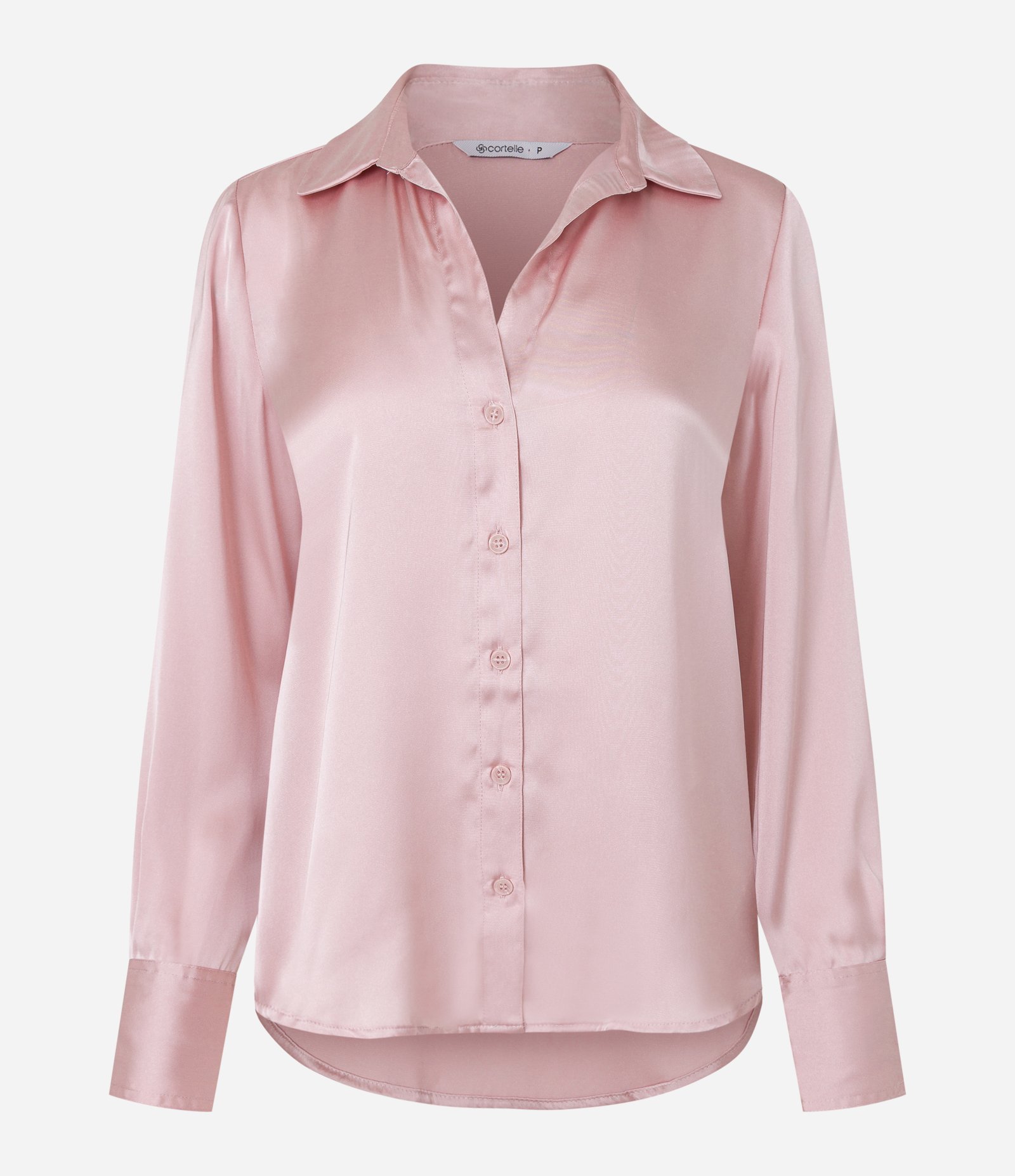 Camisa Acetinada com Abotoamento Frontal Rosa 4