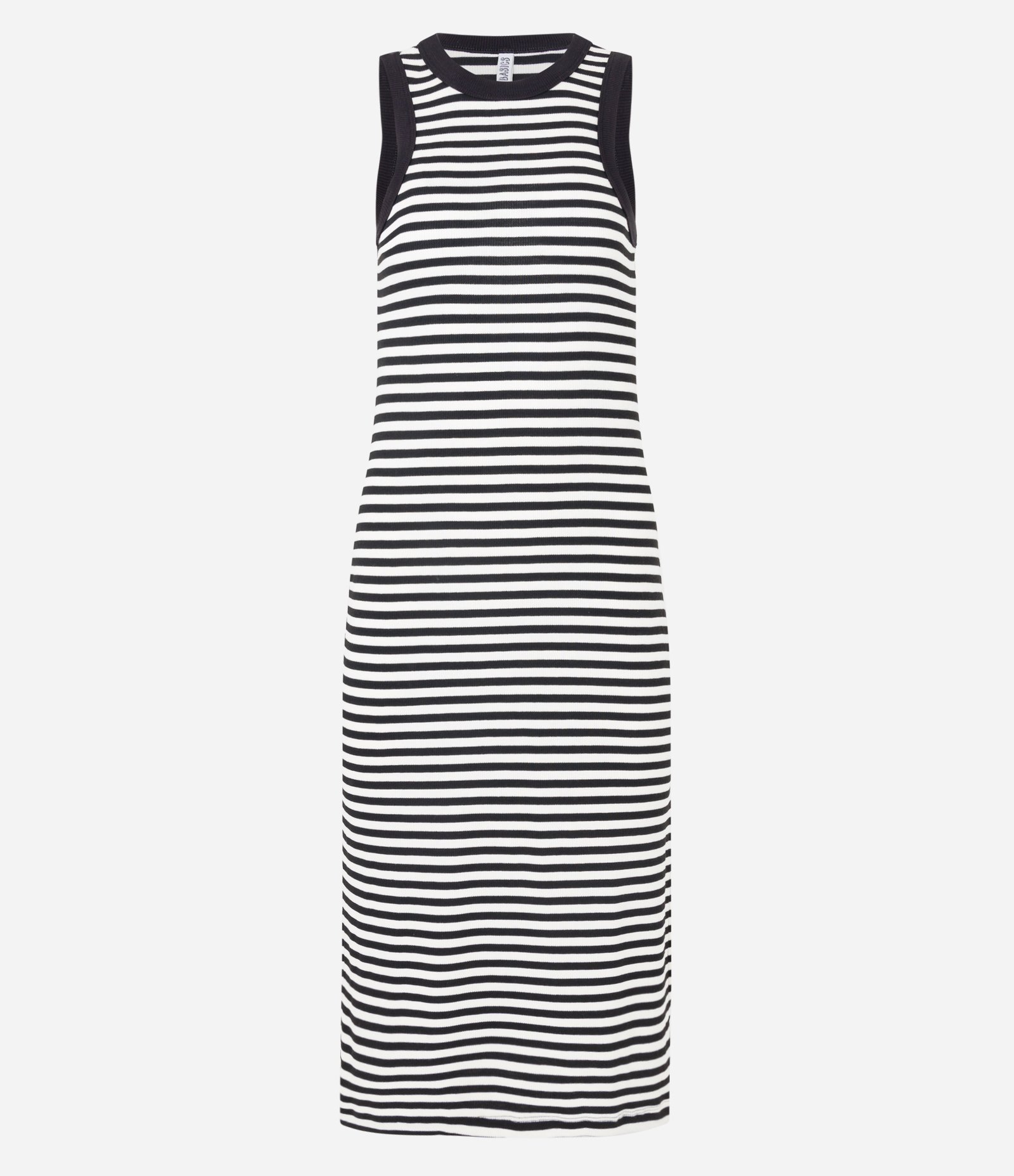 Vestido Regata Midi Listrado em Ribana Branco/Preto 5