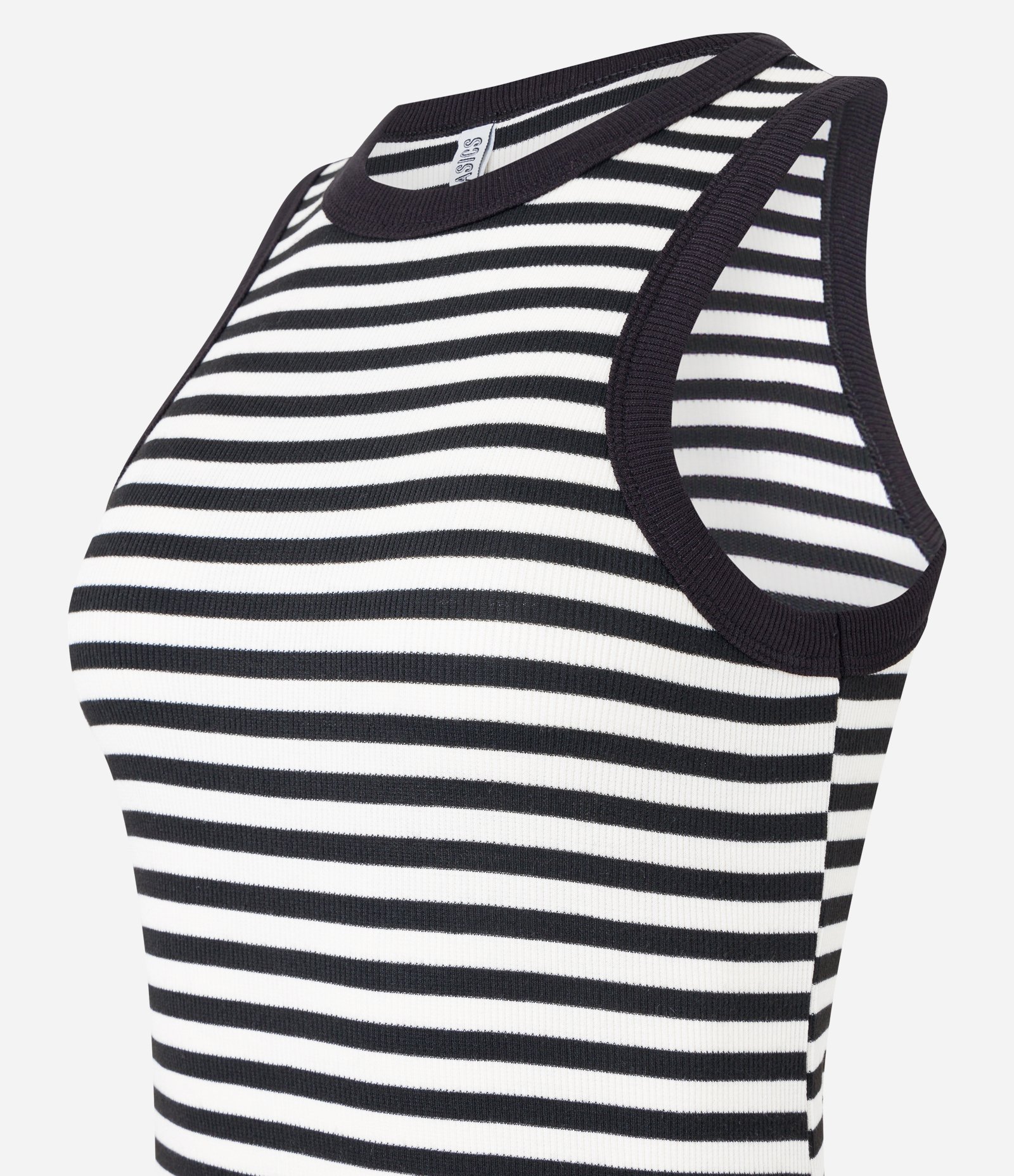 Vestido Regata Midi Listrado em Ribana Branco/Preto 6