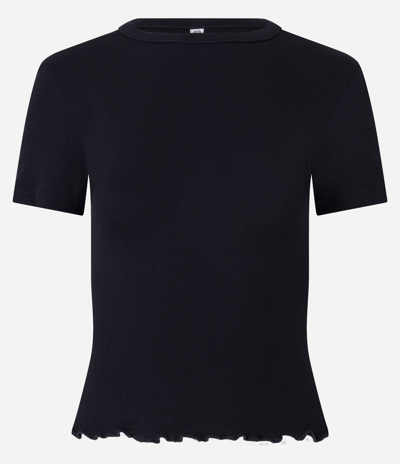 Blusa Básica Texturizada em Viscose com Acabamento Frufru Preto 4