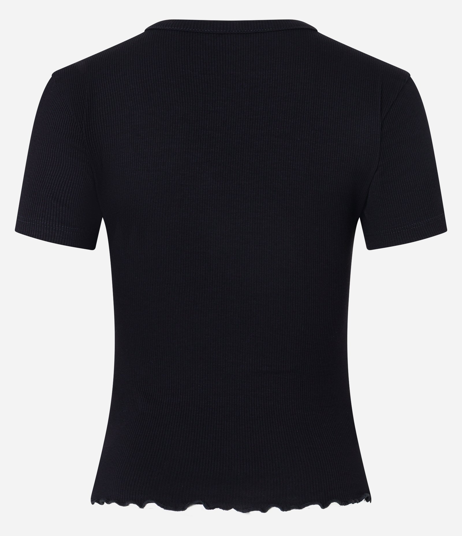 Blusa Básica Texturizada em Viscose com Acabamento Frufru Preto 6