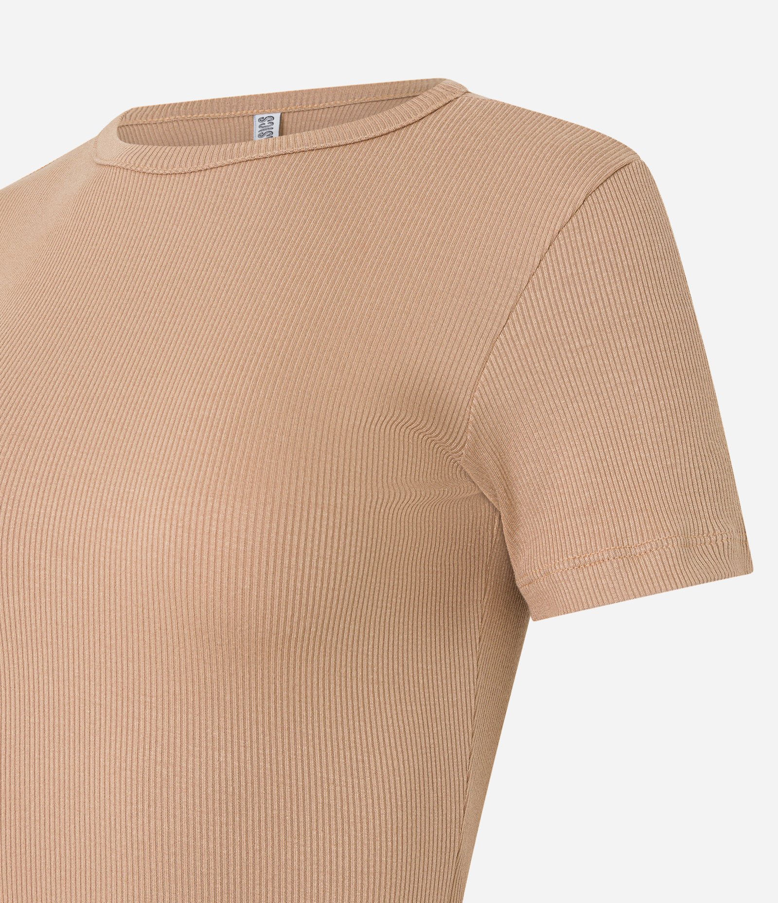 Blusa Básica Texturizada em Viscose com Acabamento Frufru Marrom 5