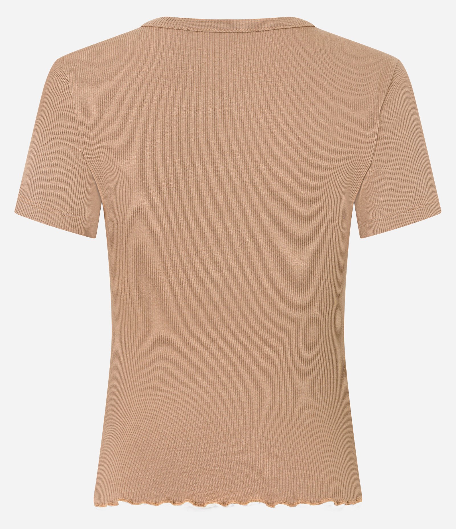 Blusa Básica Texturizada em Viscose com Acabamento Frufru Marrom 6