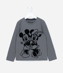 Camiseta Infantil com Estampa do Mickey e Minnie - Tam 3 a 10 anos