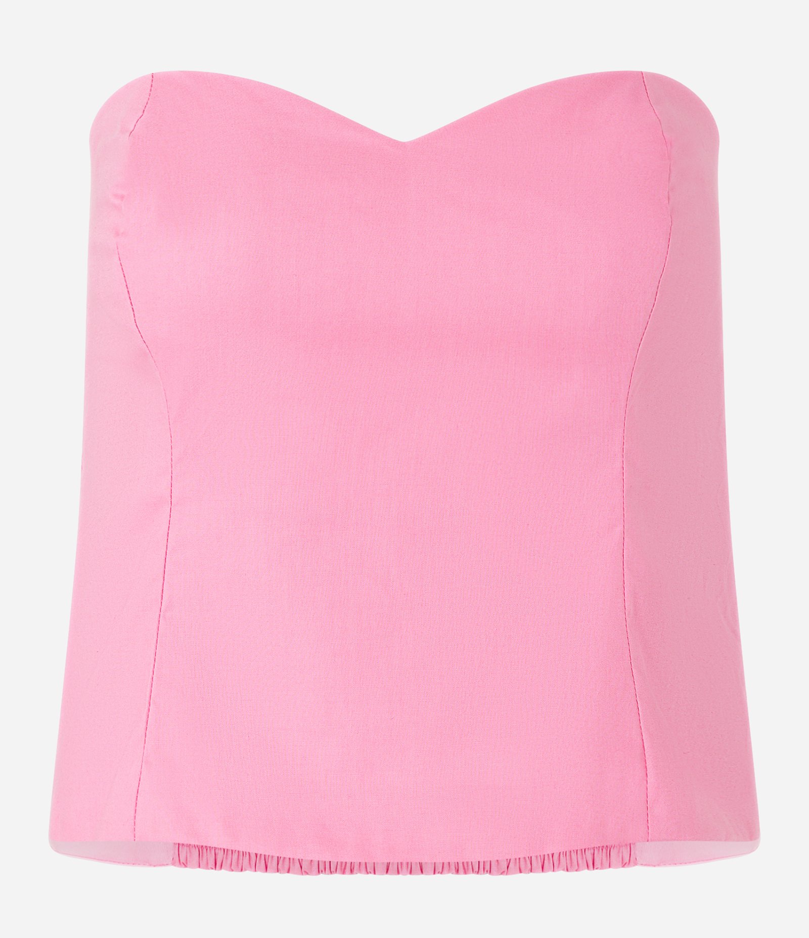 Blusa Cropped em Tricoline Tomara que Caia com Decote Coração Rosa 5