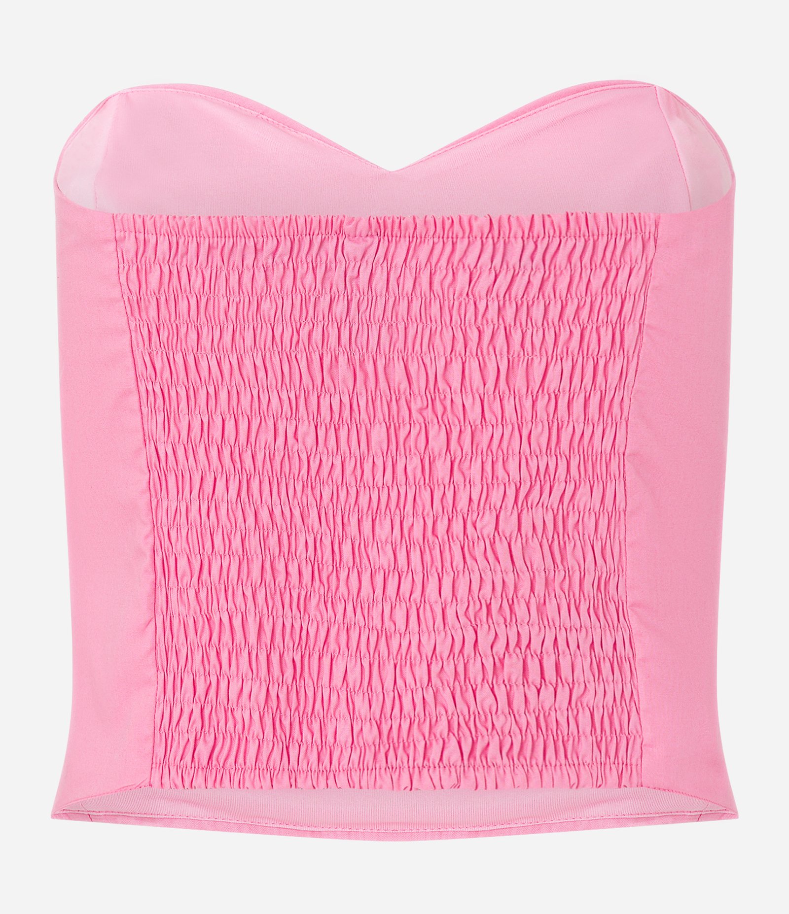 Blusa Cropped em Tricoline Tomara que Caia com Decote Coração Rosa 6