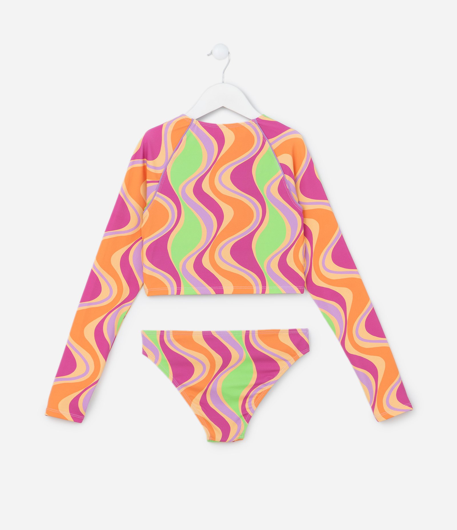 Biquíni Cropped Infantil com Estampa Ondas e Proteção UV - Tam 5 a 14 anos Multicores 4