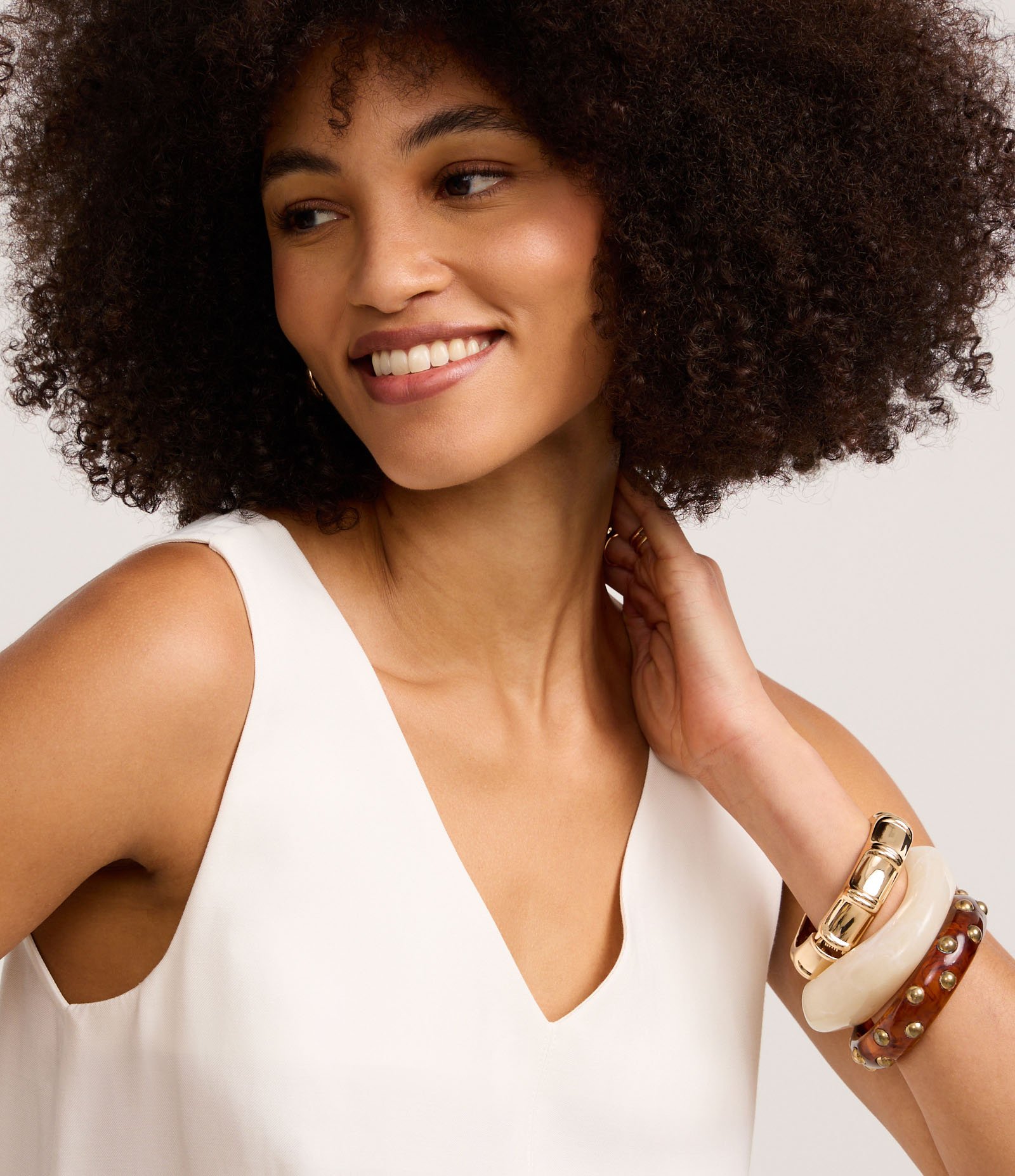 Blusa em Viscose com Decote V e Efeito Sarjado Branco Neve 4