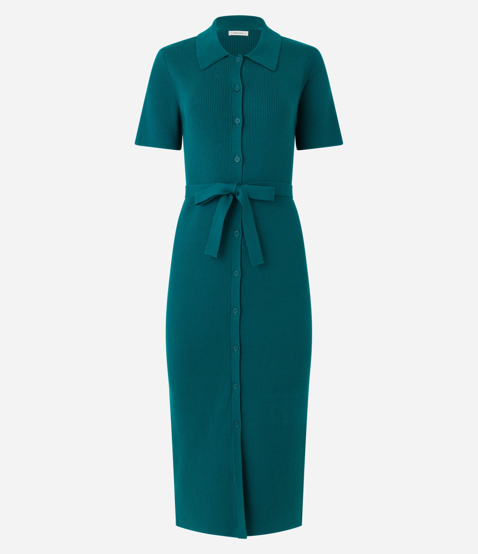 Vestido Midi em Viscose com Amarração na Cintura e Textura Canelada Verde 7