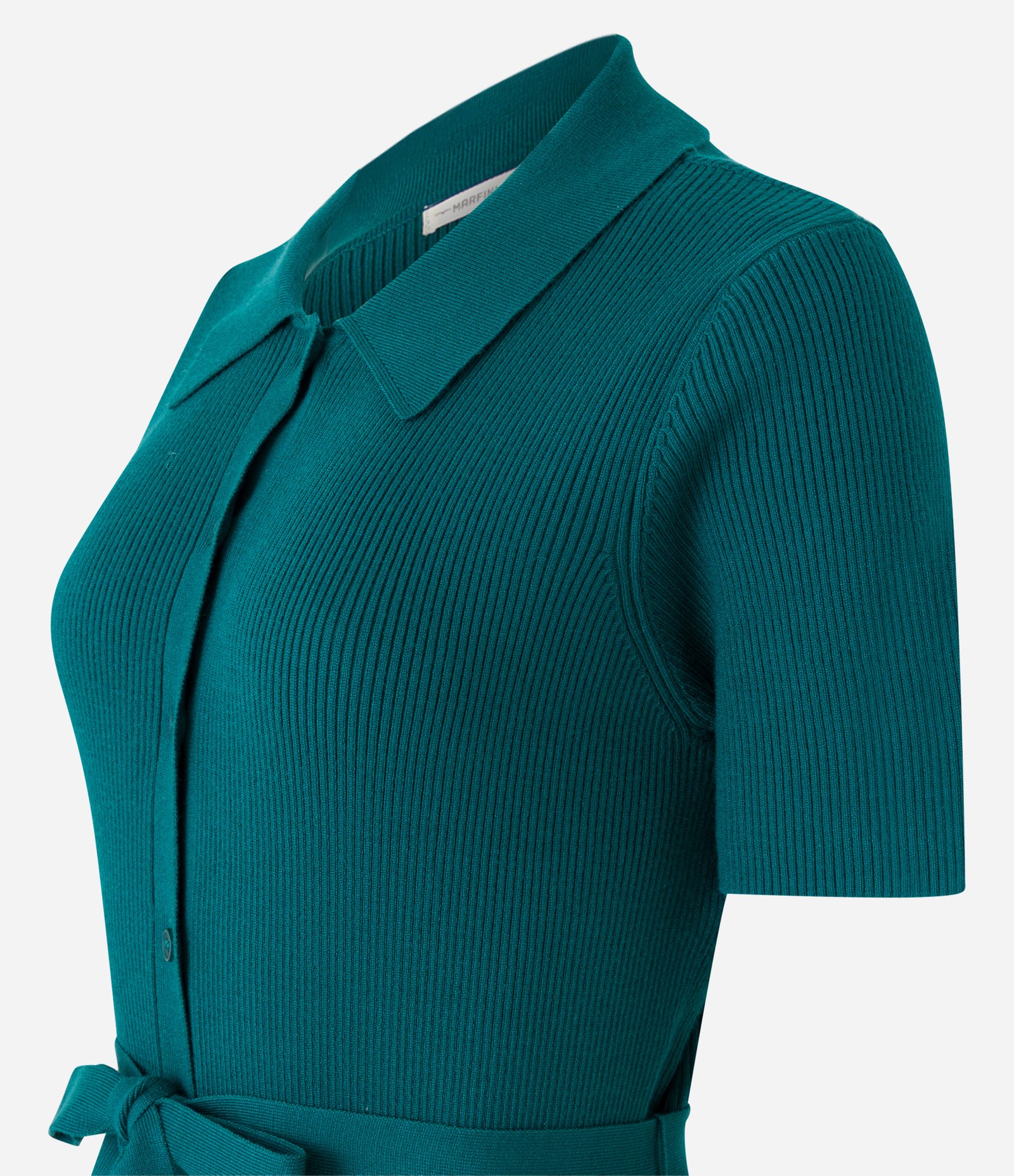 Vestido Midi em Viscose com Amarração na Cintura e Textura Canelada Verde 8