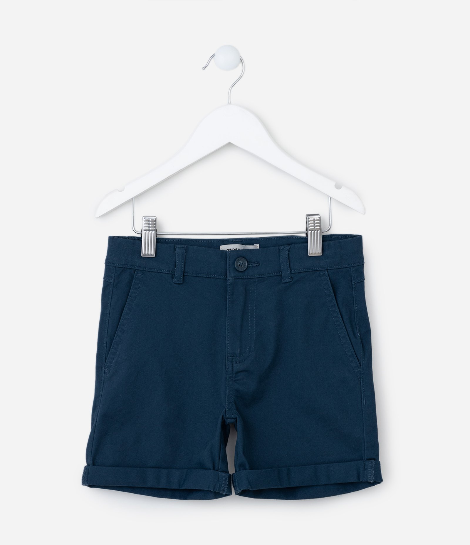 Bermuda Infantil em Sarja com Barra Dobrada - Tam 5 a 14 anos Azul 1