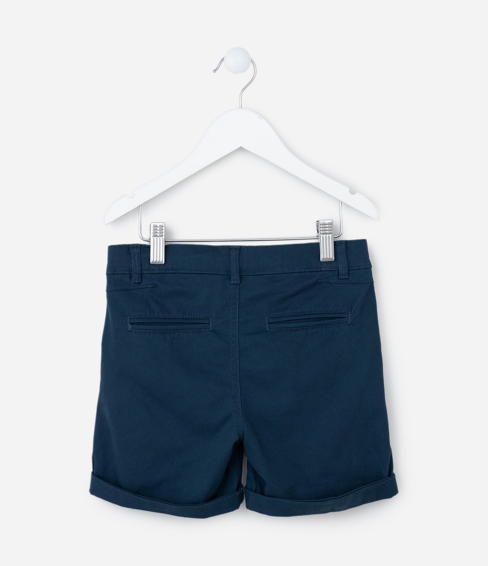 Bermuda Infantil em Sarja com Barra Dobrada - Tam 5 a 14 anos Azul 2