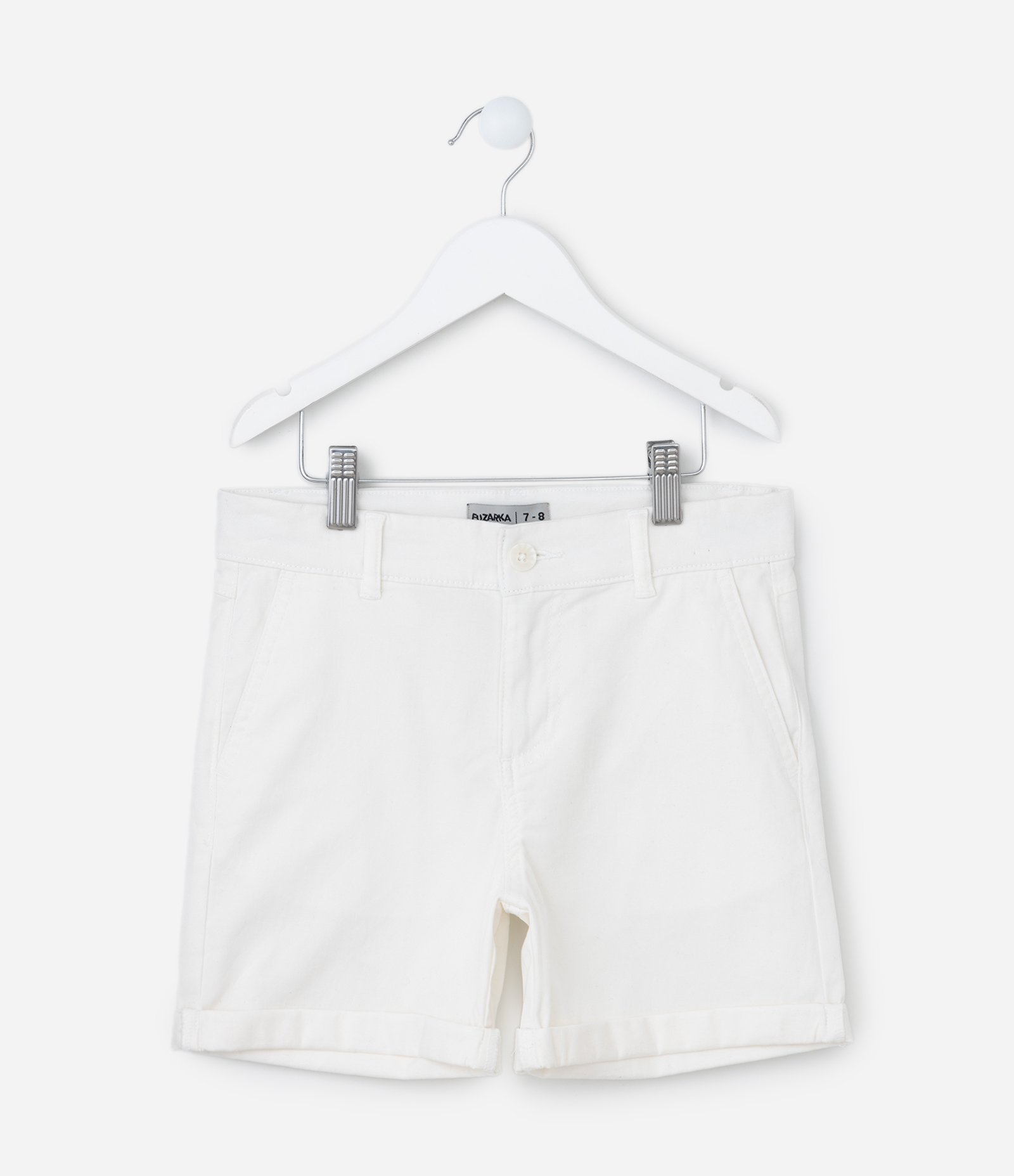 Bermuda Infantil em Sarja com Barra Dobrada - Tam 5 a 14 anos Off White 1
