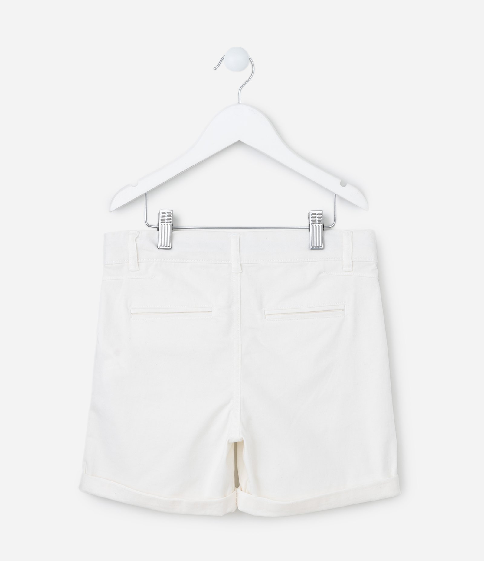 Bermuda Infantil em Sarja com Barra Dobrada - Tam 5 a 14 anos Off White 2