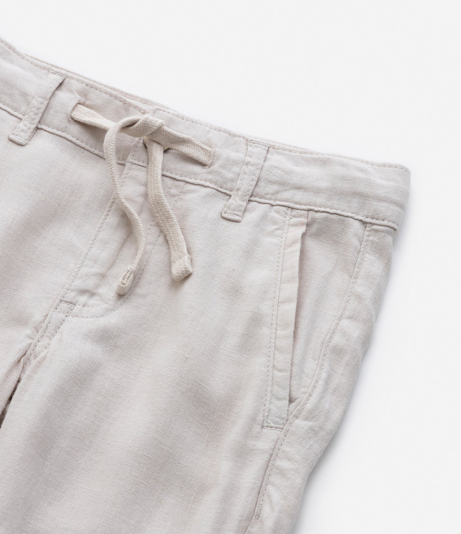 Calça Infantil em Linho com Amarração no Cós - Tam 5 a 14 Anos Bege 4