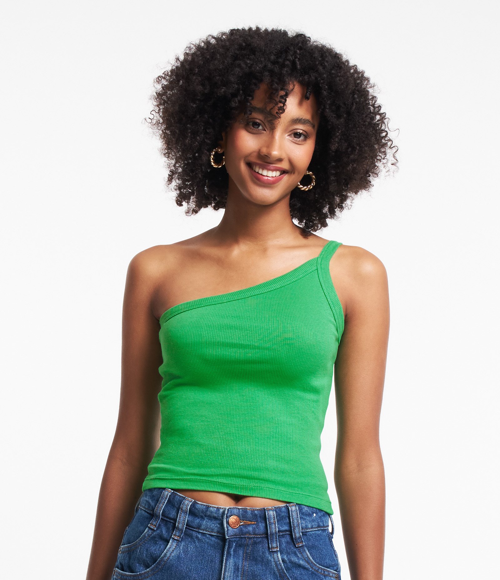 Blusa um Ombro só em Ribana com Textura Leve 1