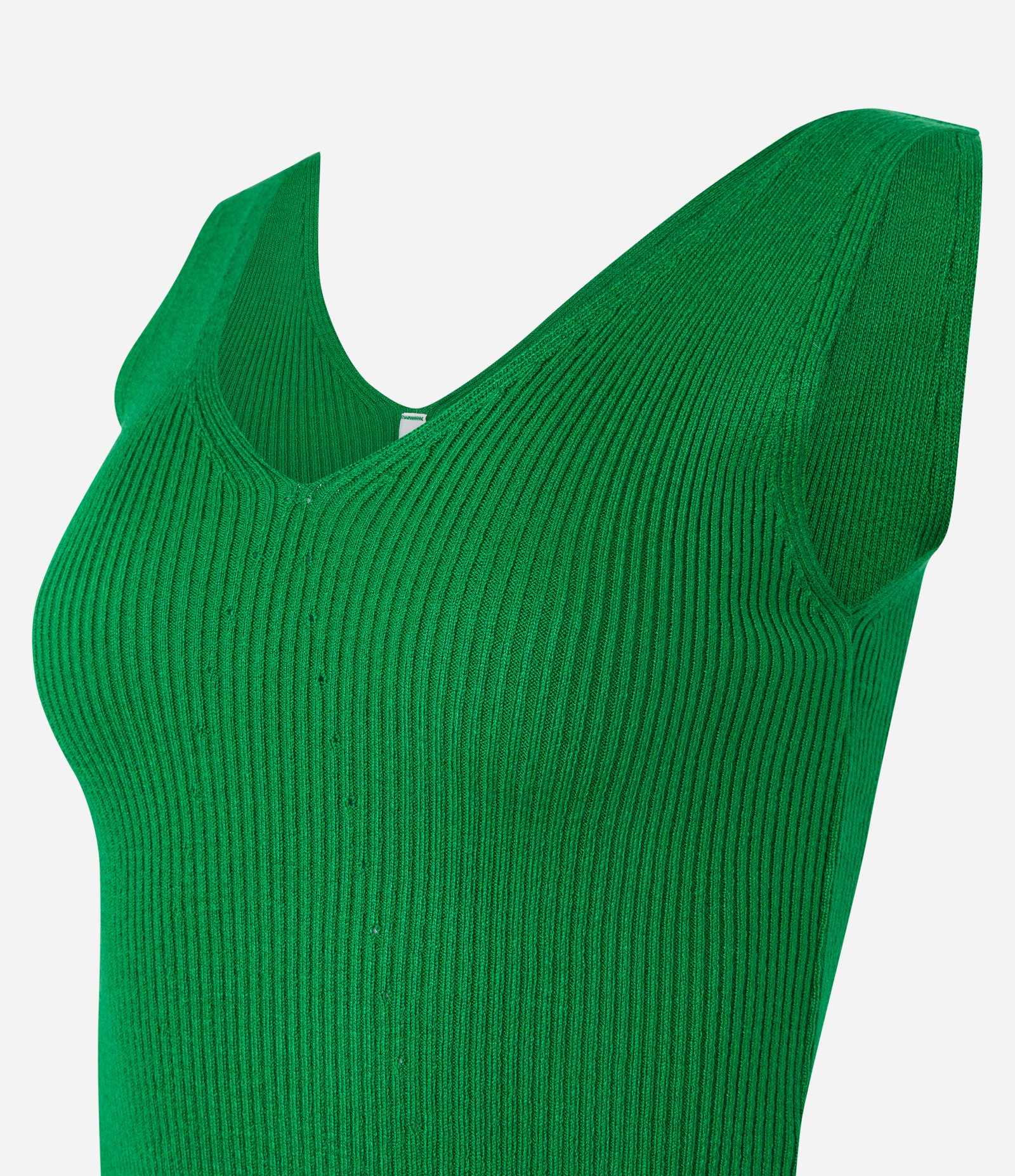 Blusa Regata em Tricô Texturizada e Barra com Frufru Contrastante Verde 6