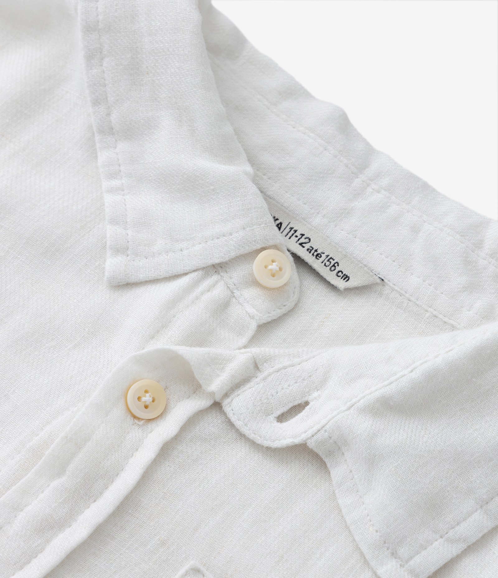 Camisa Infantil em Linho com Bolsinho - Tam 5 a 14 Anos Branco Neve 5