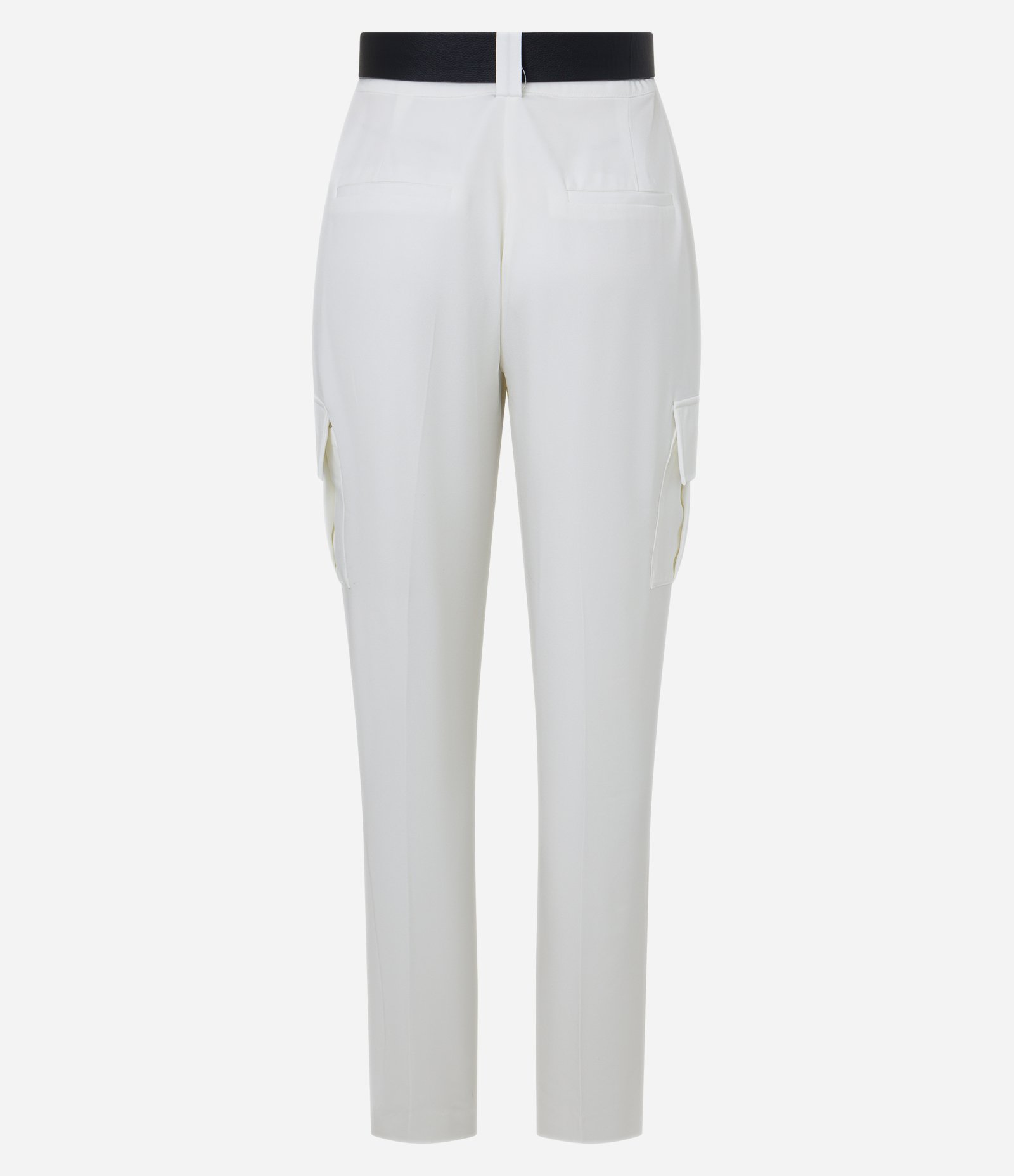 Calça Reta Alfaiatada em Crepe com Cinto e Bolsos Laterais Branco Neve 6