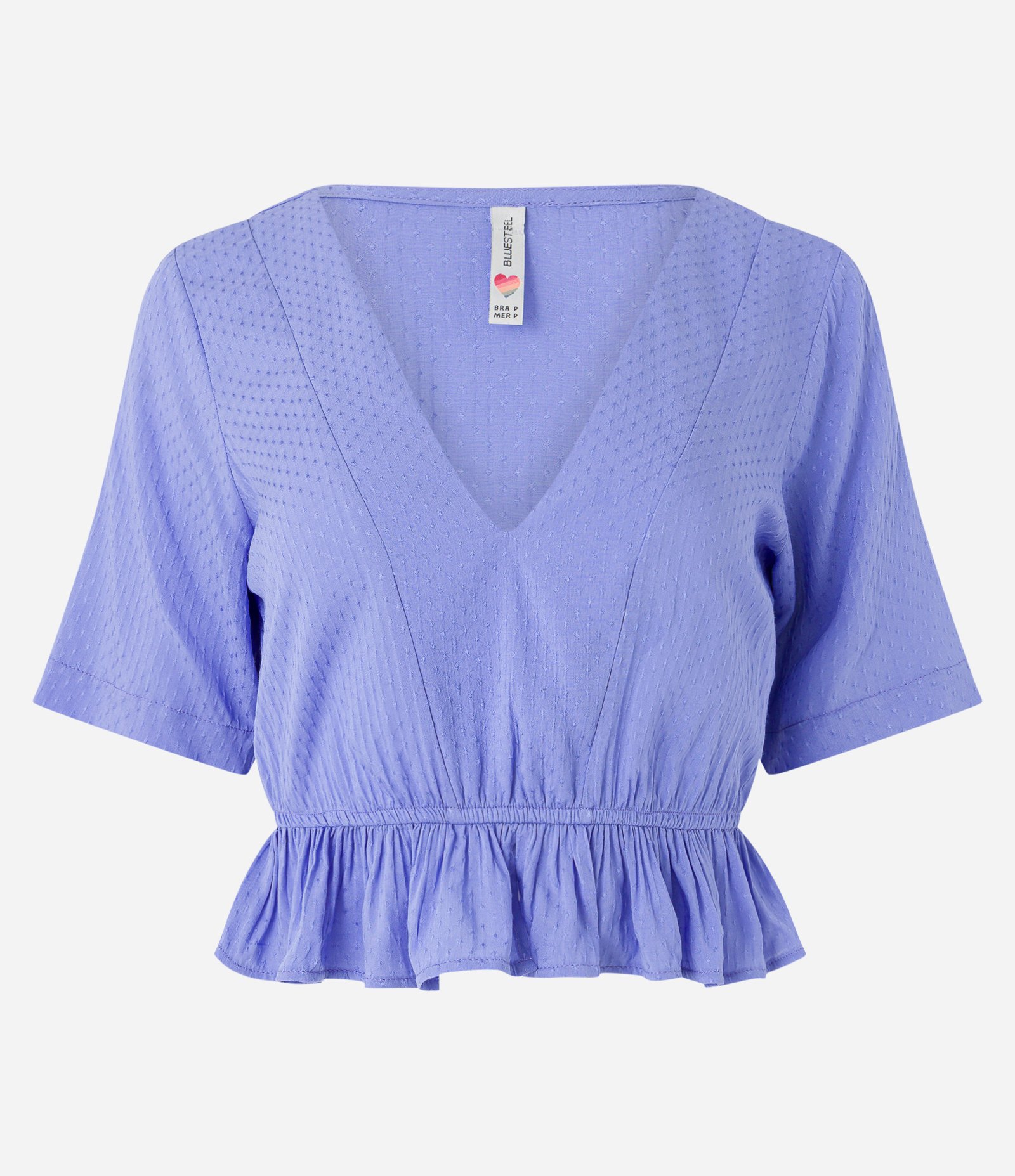 Blusa em Viscose com Textura e Babadinho na Barra Azul 5