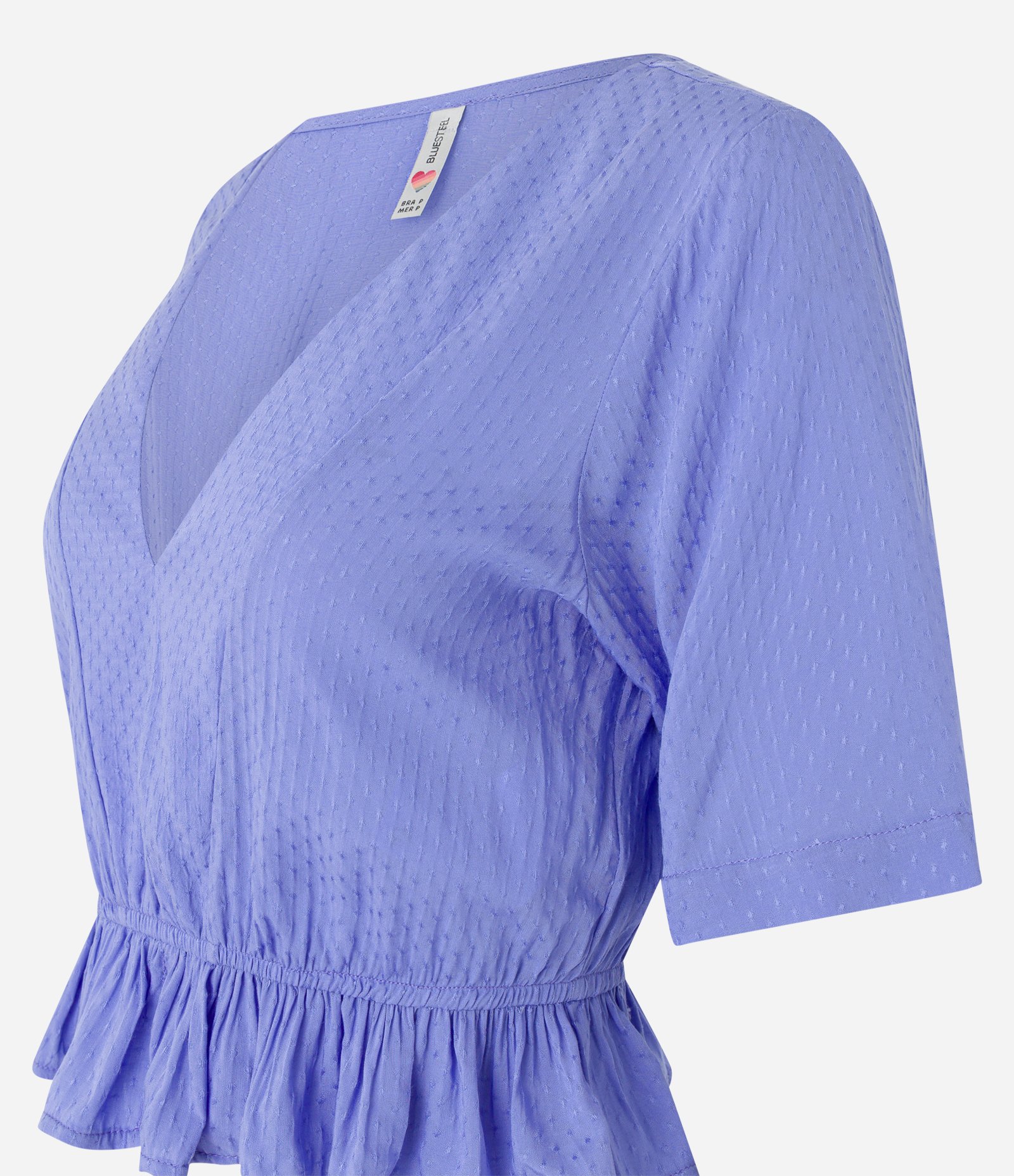 Blusa em Viscose com Textura e Babadinho na Barra Azul 6