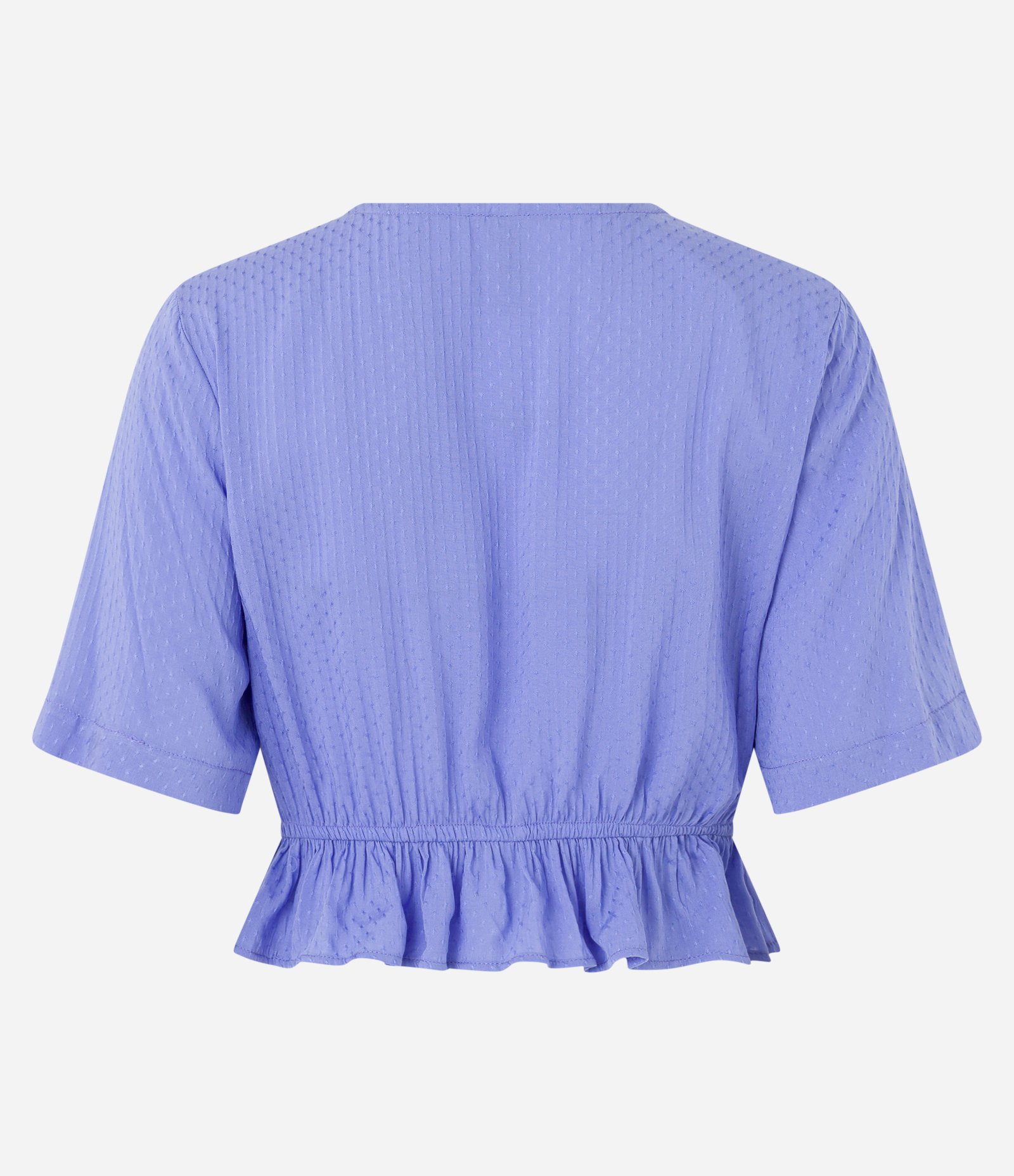 Blusa em Viscose com Textura e Babadinho na Barra Azul 7
