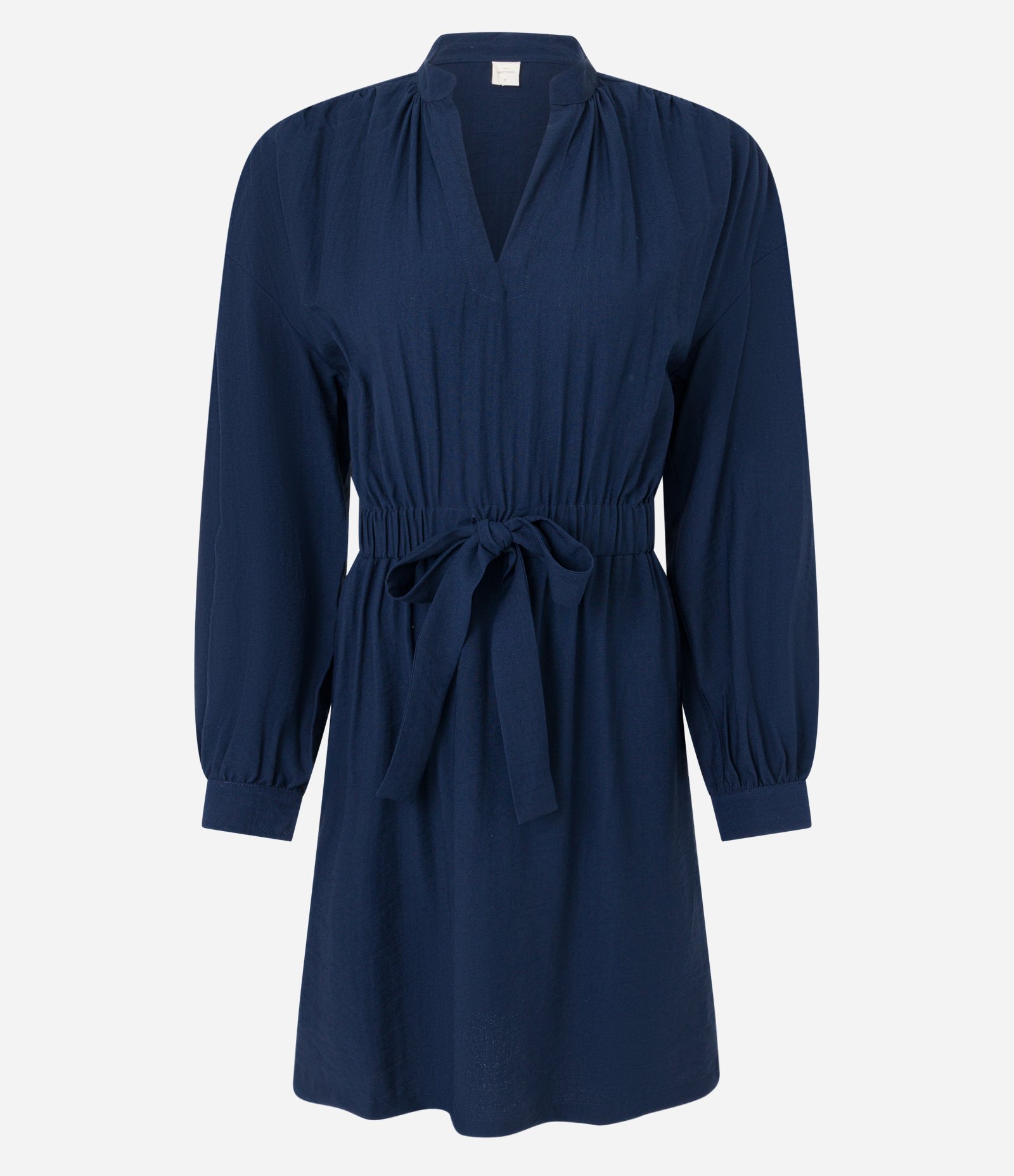 Vestido em Viscose com Cintura Ajustada e Decote V Azul 5