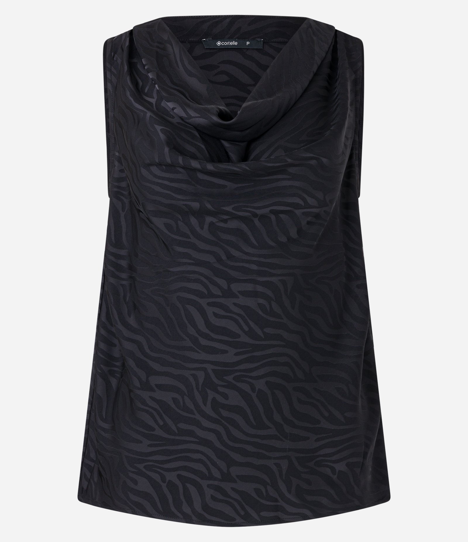 Blusa em Jacquard com Decote Degagê e Estampa Abstrata Preto 5