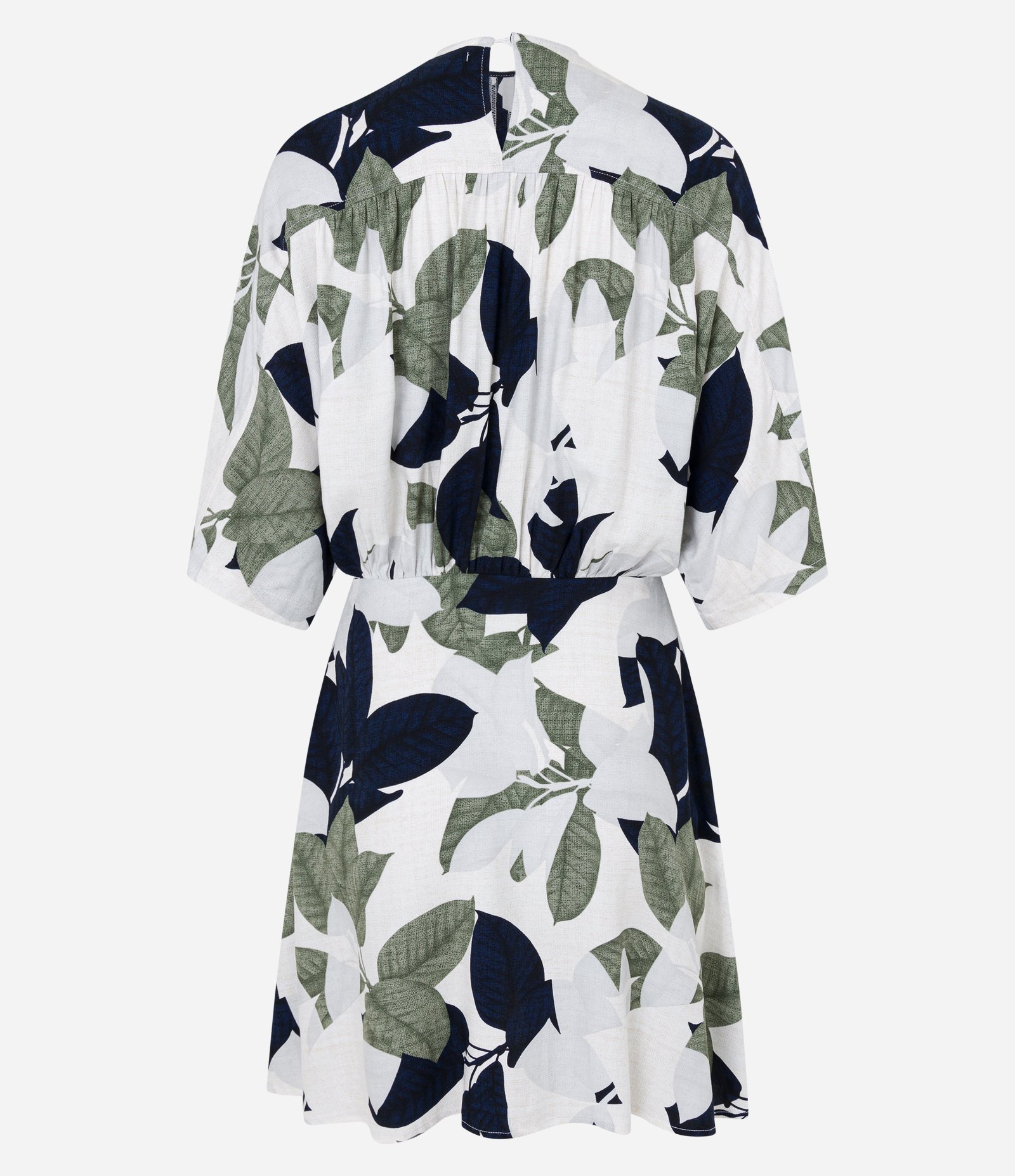 Vestido Curto em Viscose com Estampa Folhagem Branco 6
