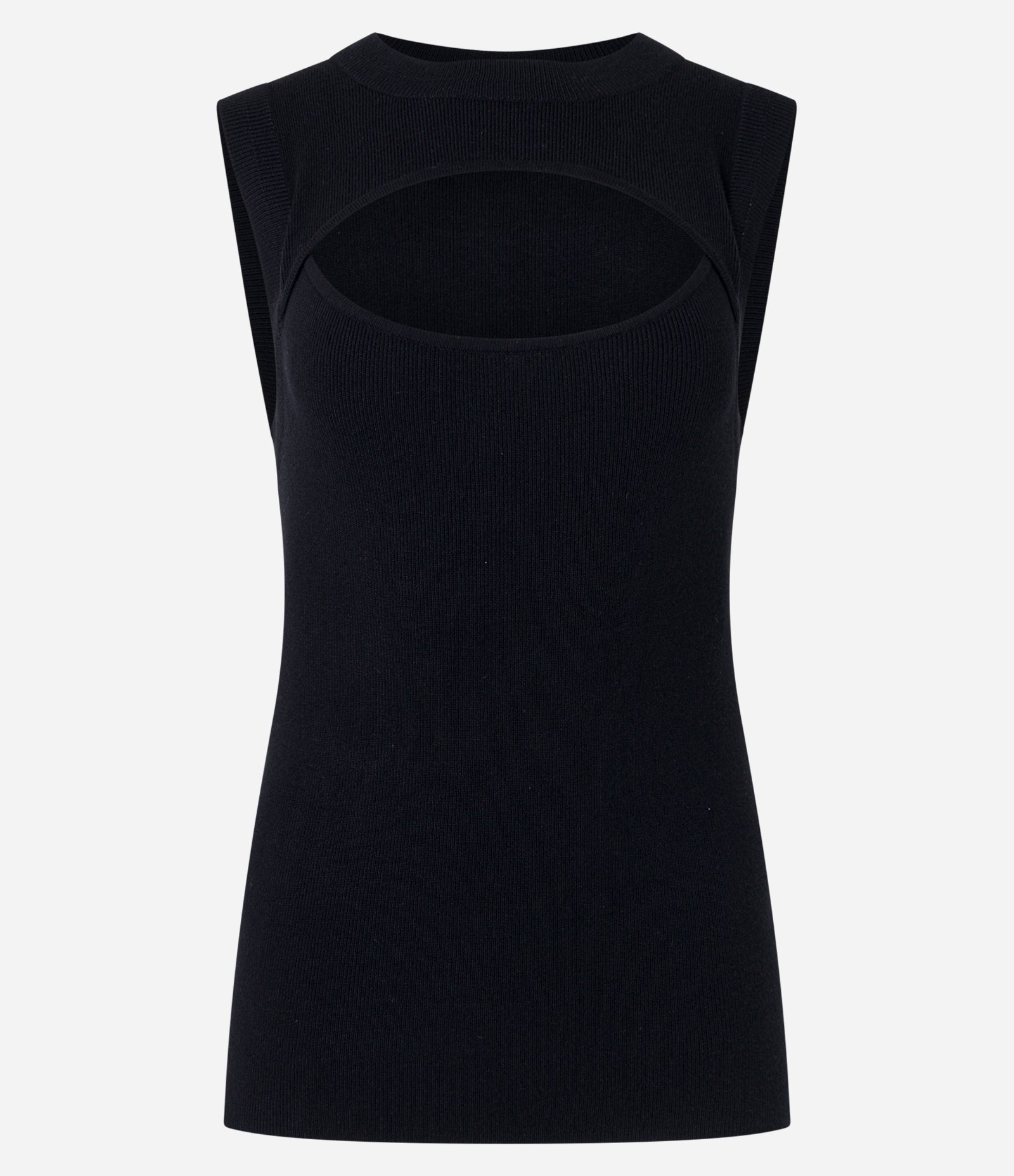 Blusa Sem Manga em Tricô com Recorte Vazado Preto 6