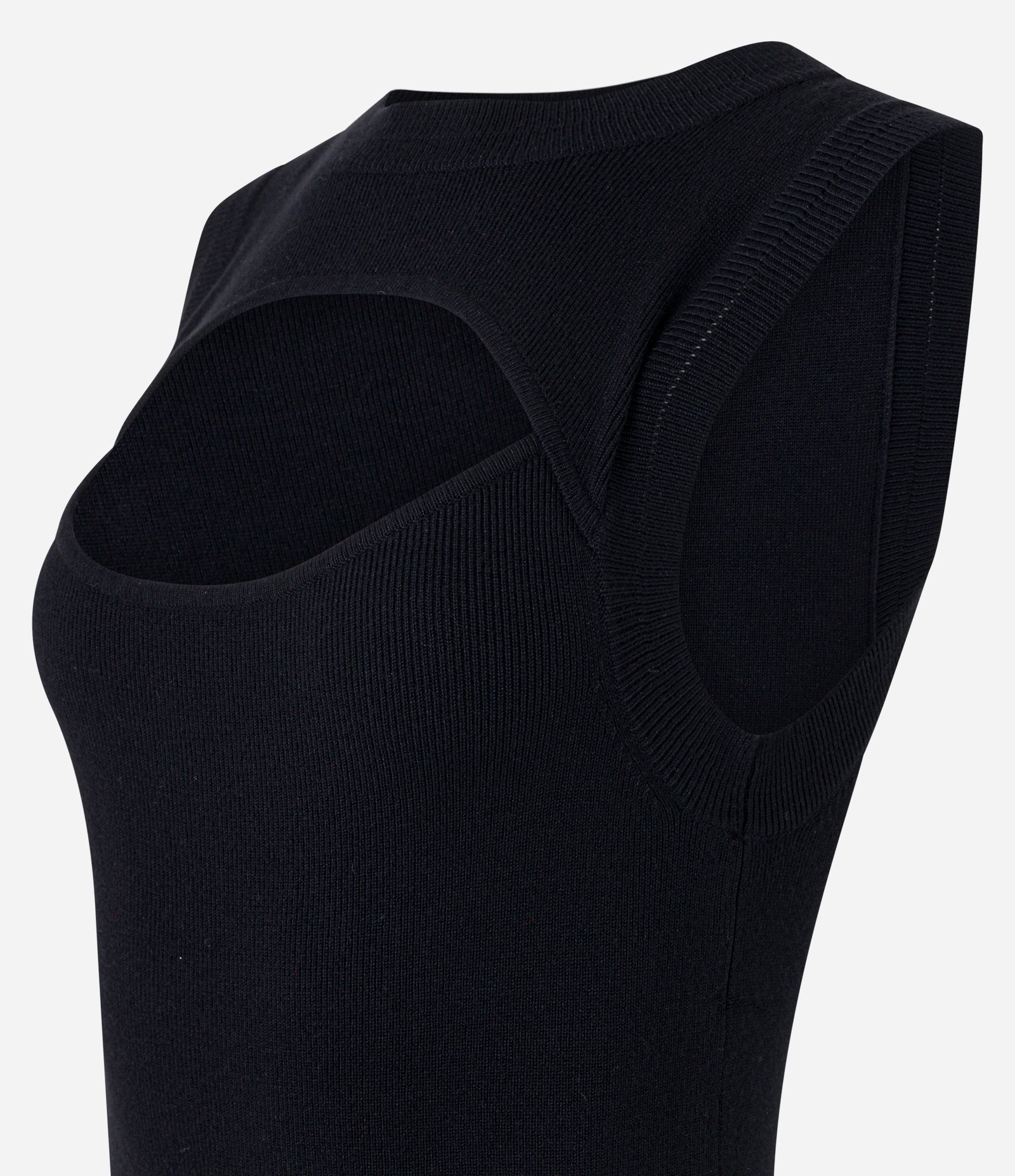 Blusa Sem Manga em Tricô com Recorte Vazado Preto 7