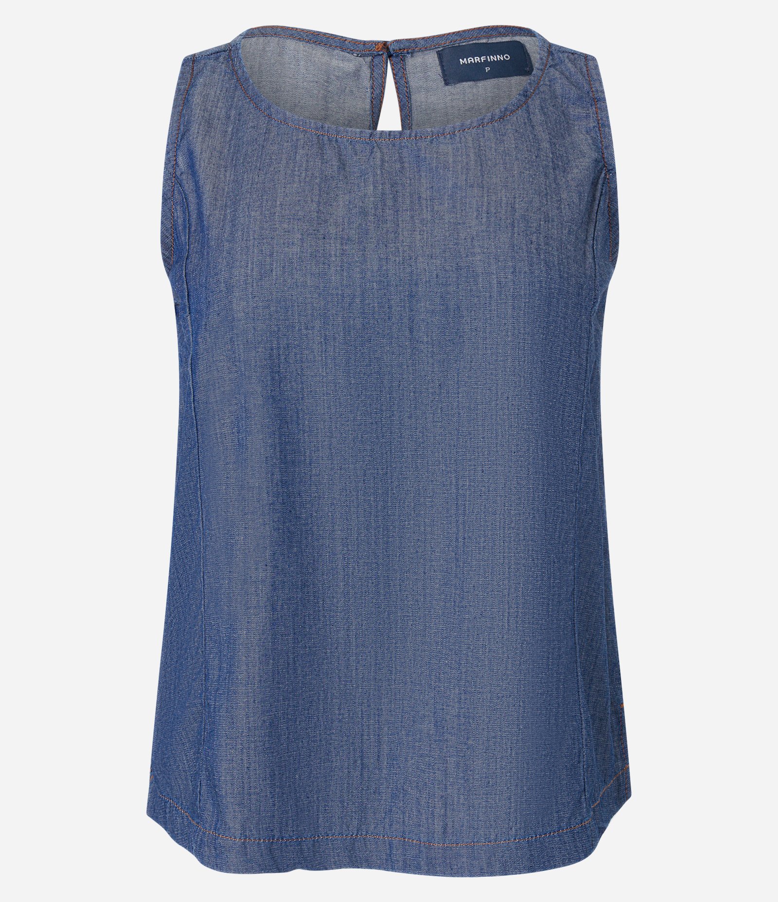 Blusa Regata em Jeans com Recortes Azul 8