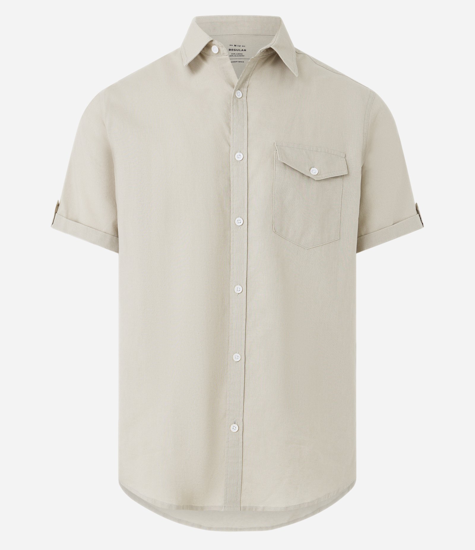 Camisa Comfort em Linho com Bolso e Dobra na Manga 6