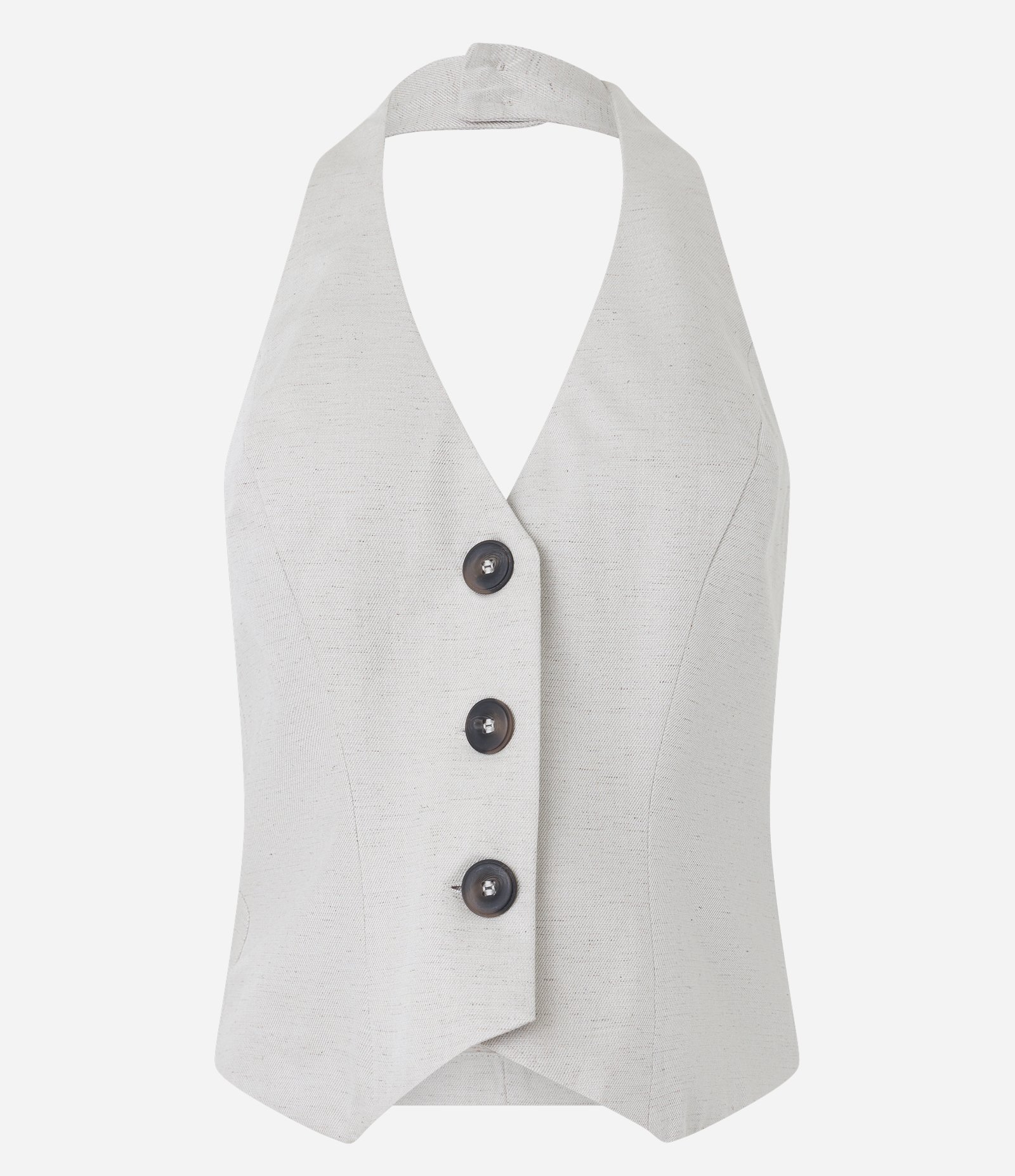 Colete Frente Única em Viscolinho com Botão na Gola e Fechamento Frontal Cinza 7