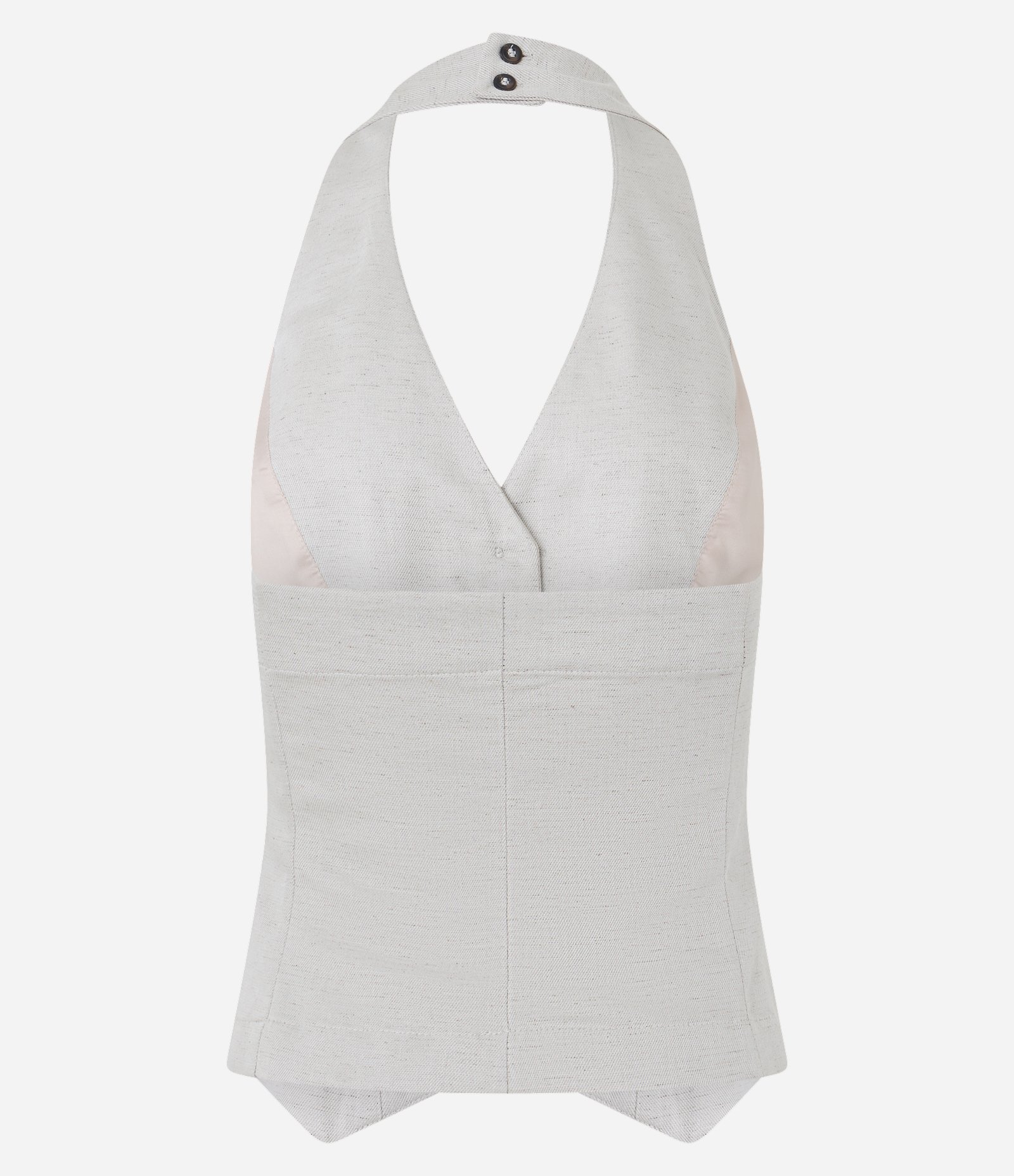 Colete Frente Única em Viscolinho com Botão na Gola e Fechamento Frontal Cinza 8