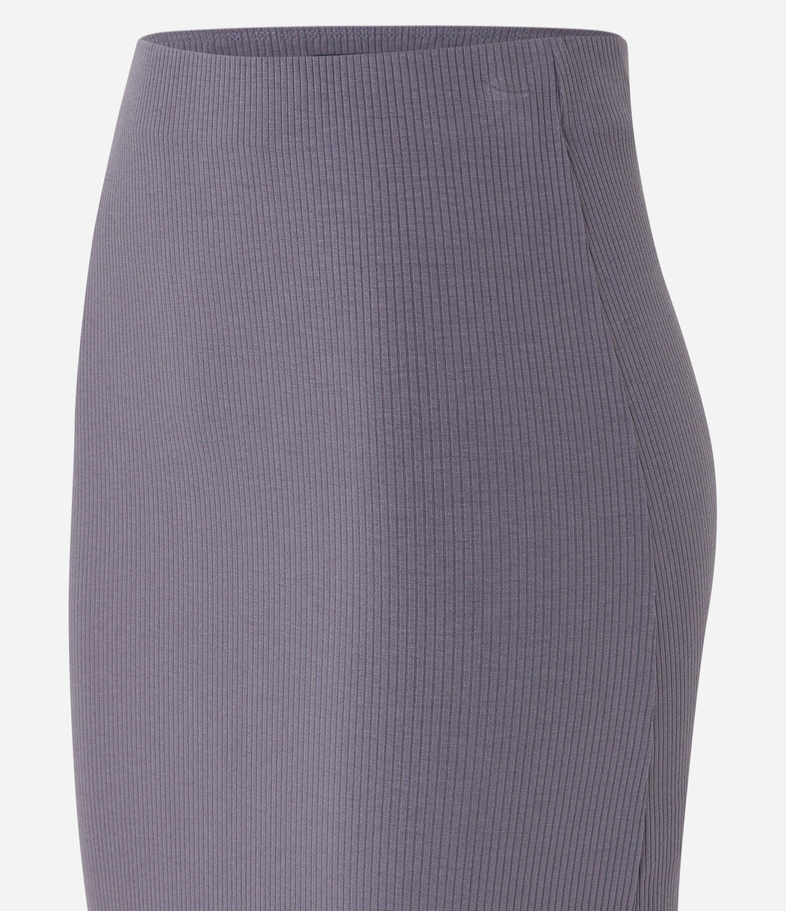 Saia Midi em Ribana com Fenda e Barra Picot Cinza 7