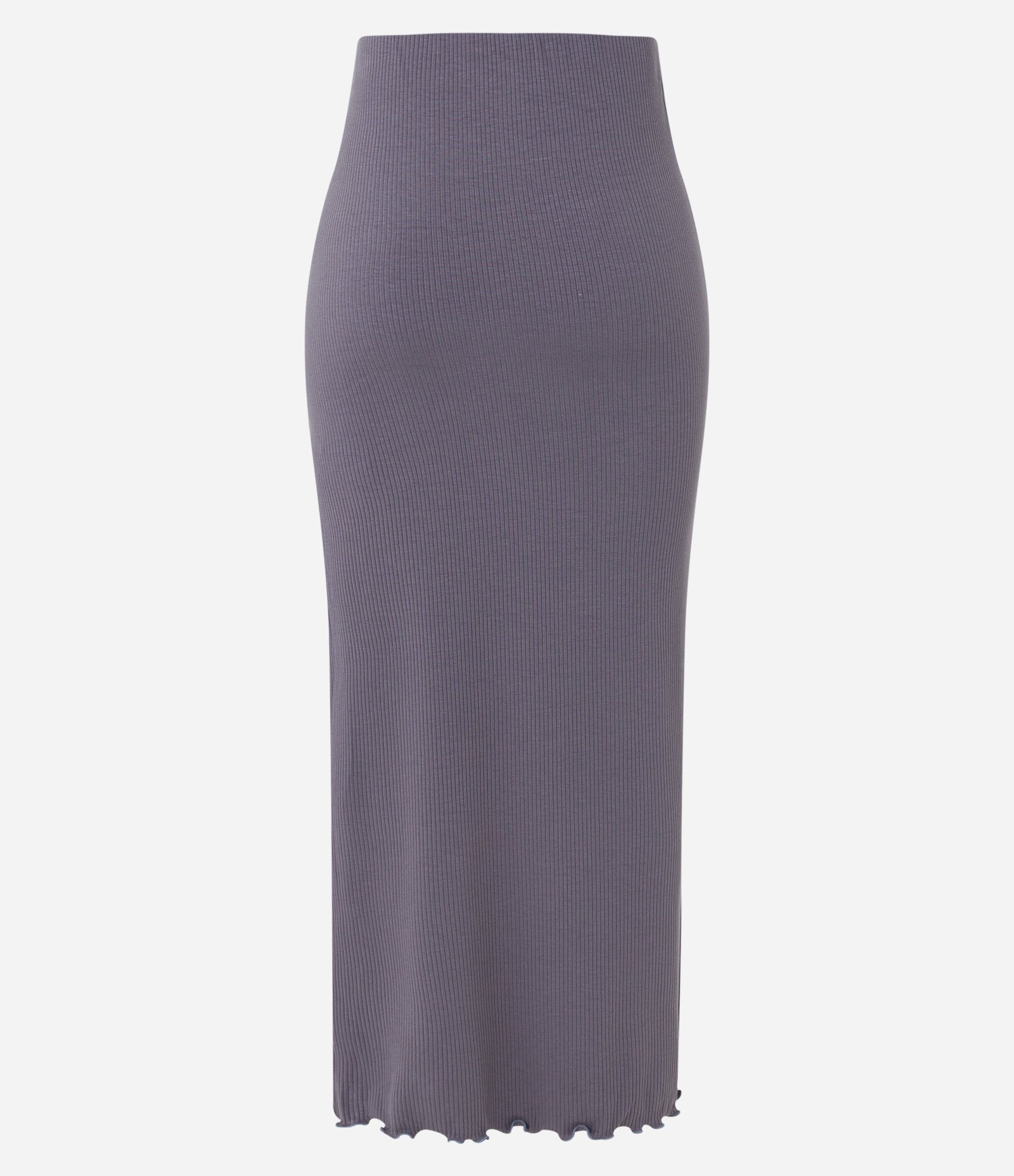 Saia Midi em Ribana com Fenda e Barra Picot Cinza 8