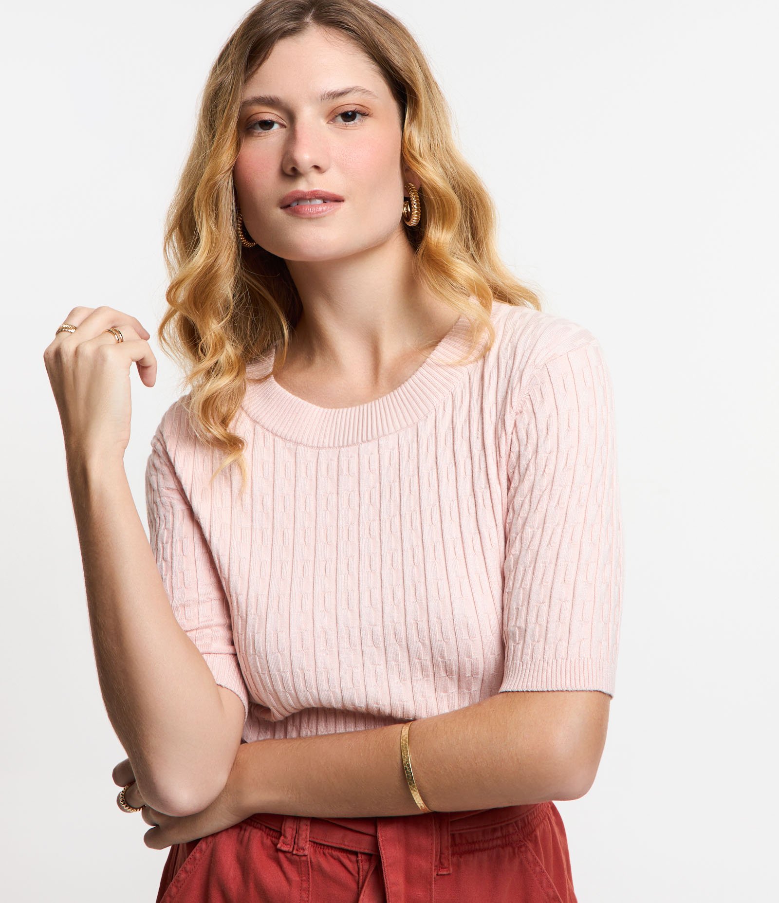 Blusa Texturizada em Tricô com Gola Redonda 1