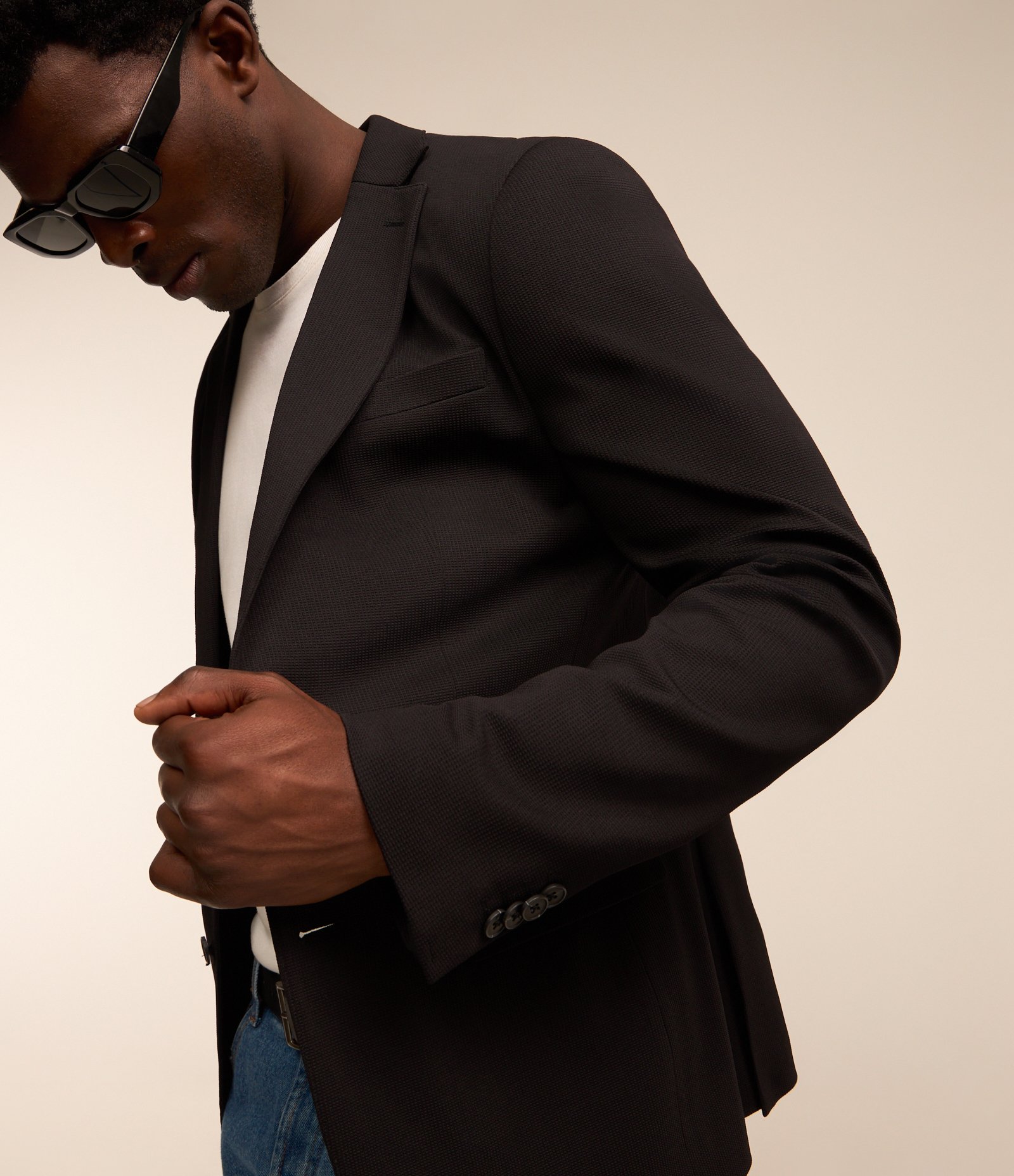 Blazer em Tricoline com Leve Textura Preto 4