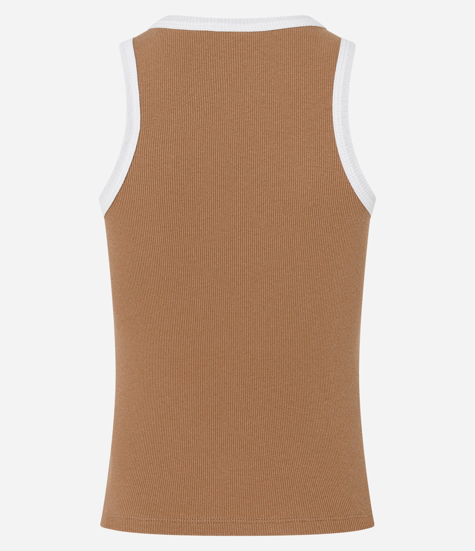 Blusa Regata em Ribana com Cava Contrastante Marrom 7