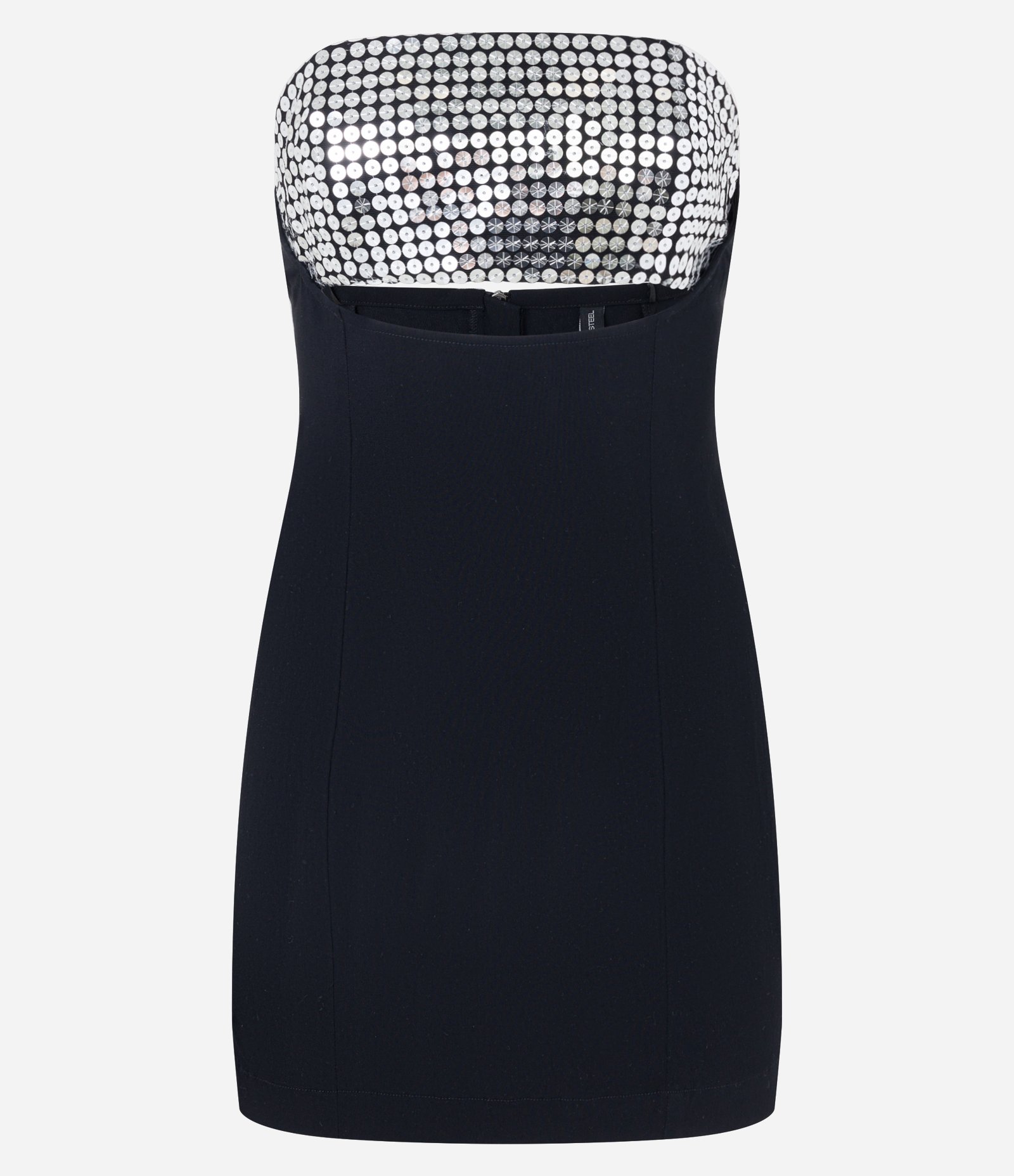 Vestido Curto em Bengaline Tomara que Caia com Paetês no Busto Preto 5