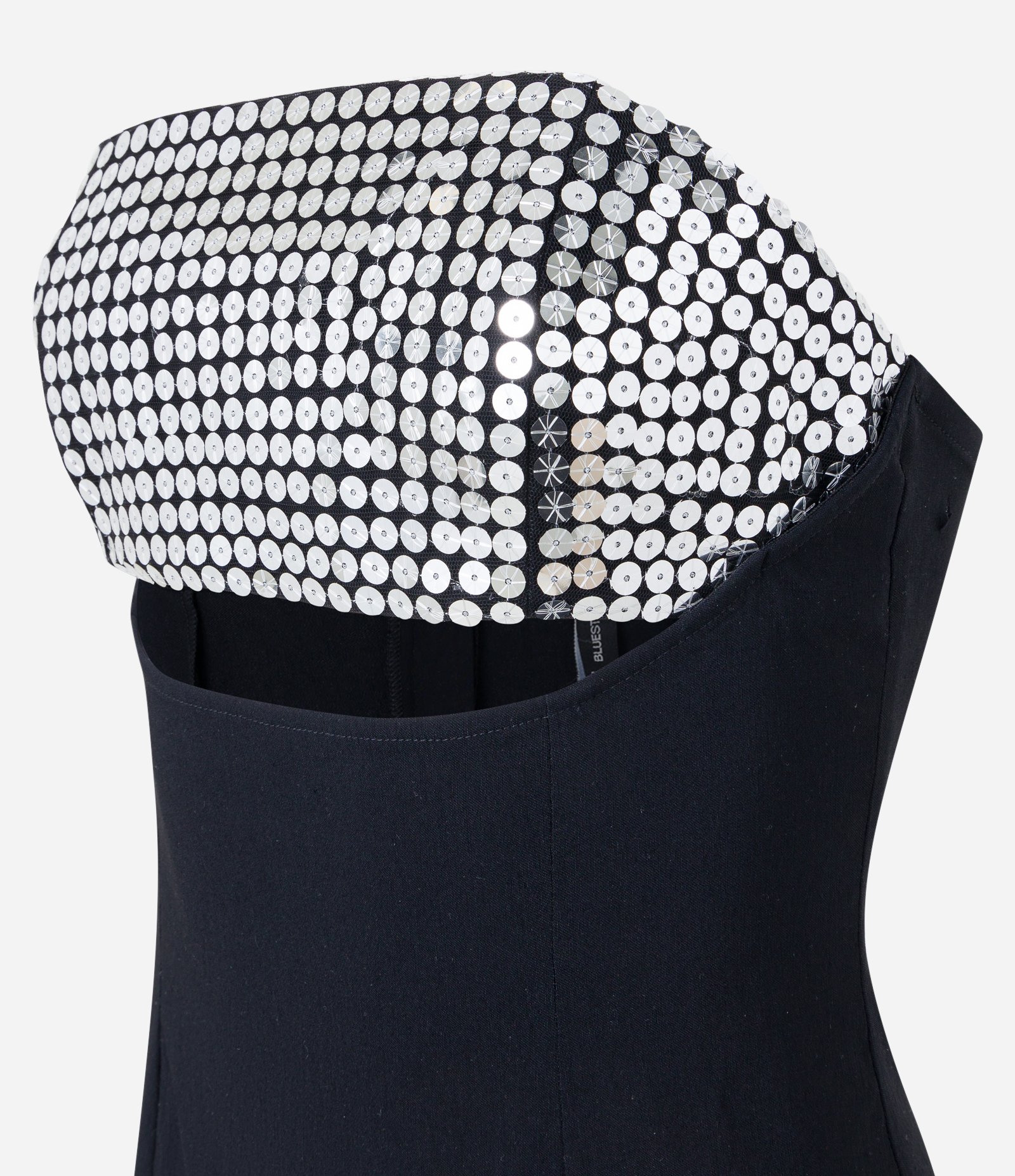 Vestido Curto em Bengaline Tomara que Caia com Paetês no Busto Preto 6