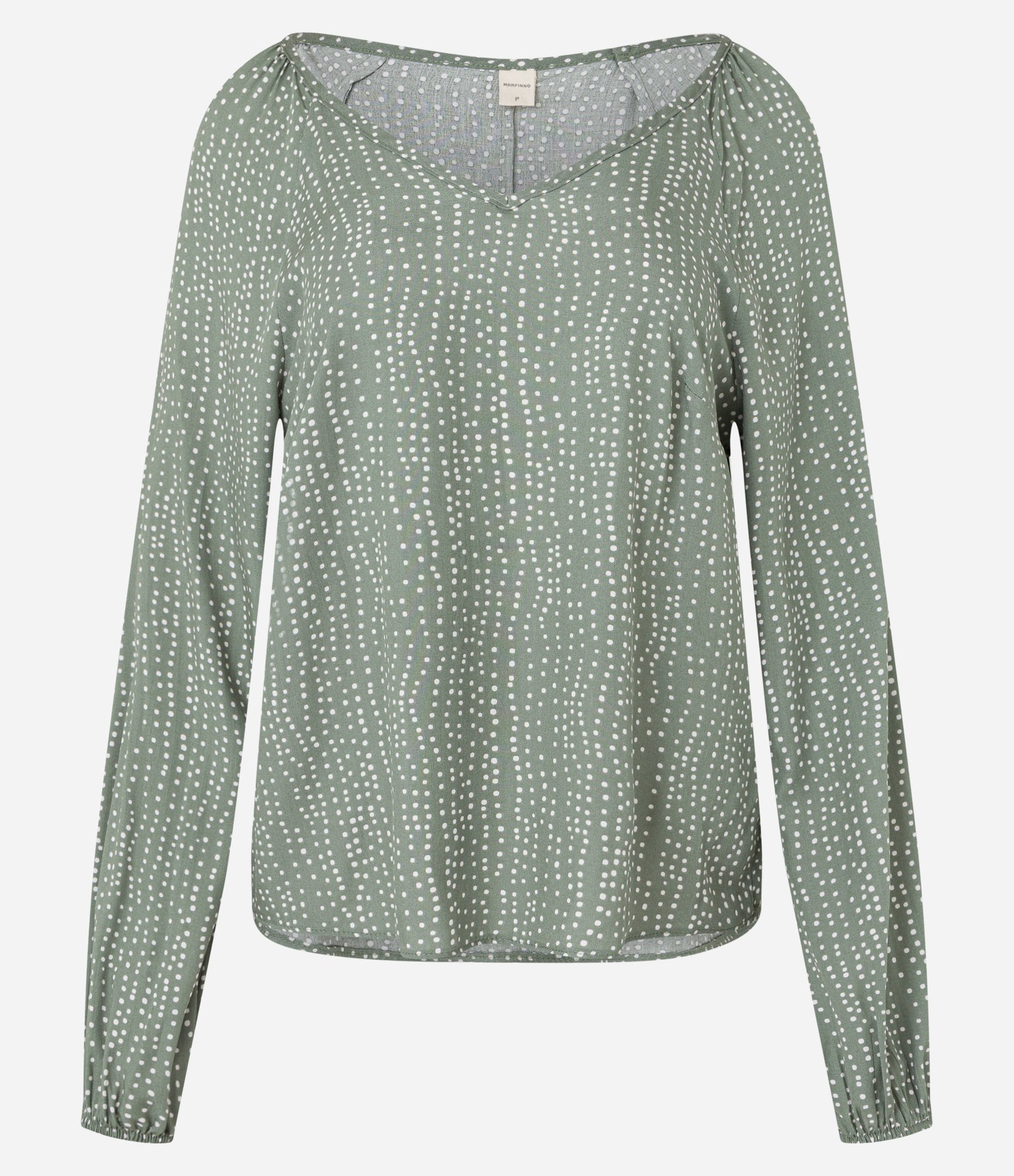 Blusa em Viscose com Decote V e Estampa Poá Verde 6