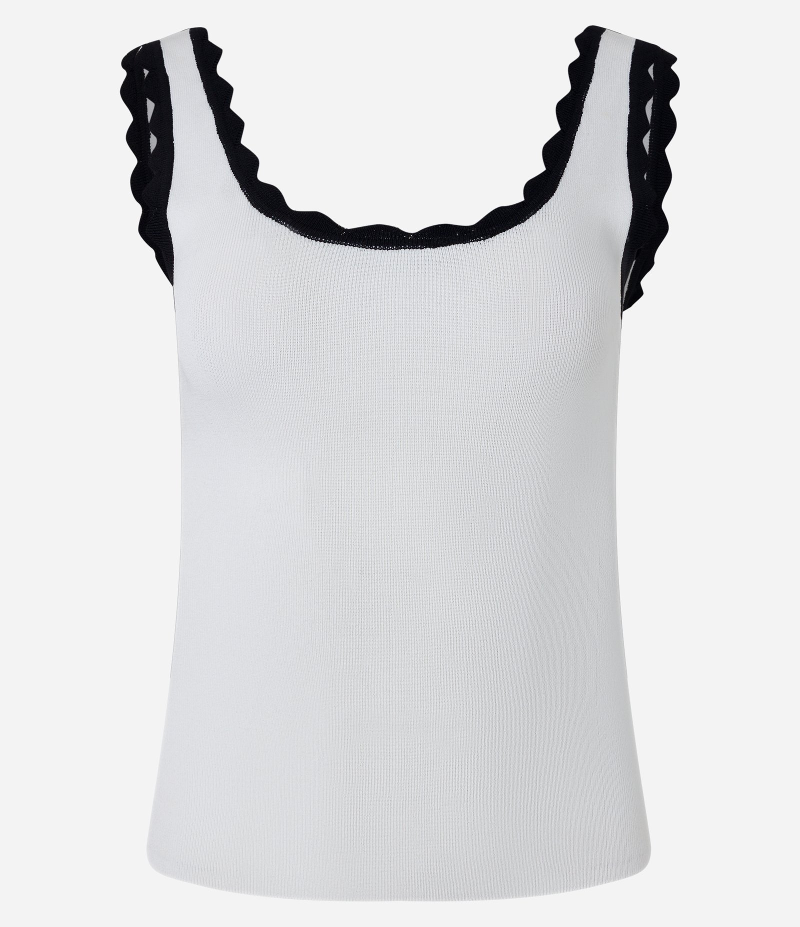 Blusa Regata em Viscose com Detalhe de Ondinhas Branco 5