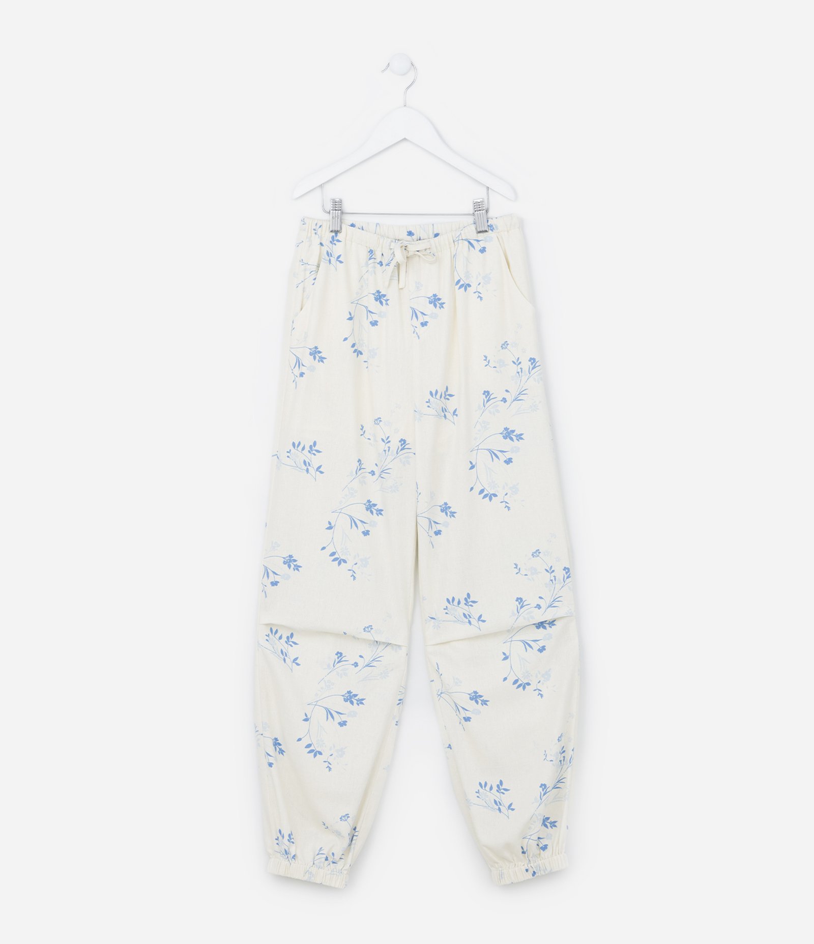 Calça Parachute Infantil em Viscolinho com Estampa Floral - Tam 5 a 14 Anos Bege 1