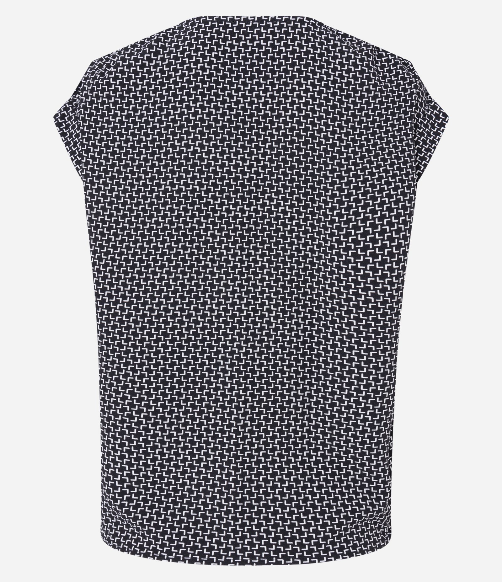 Blusa em Crepe com Detalhe no Ombro e Estampa Geométrico Preto/ Branco 7
