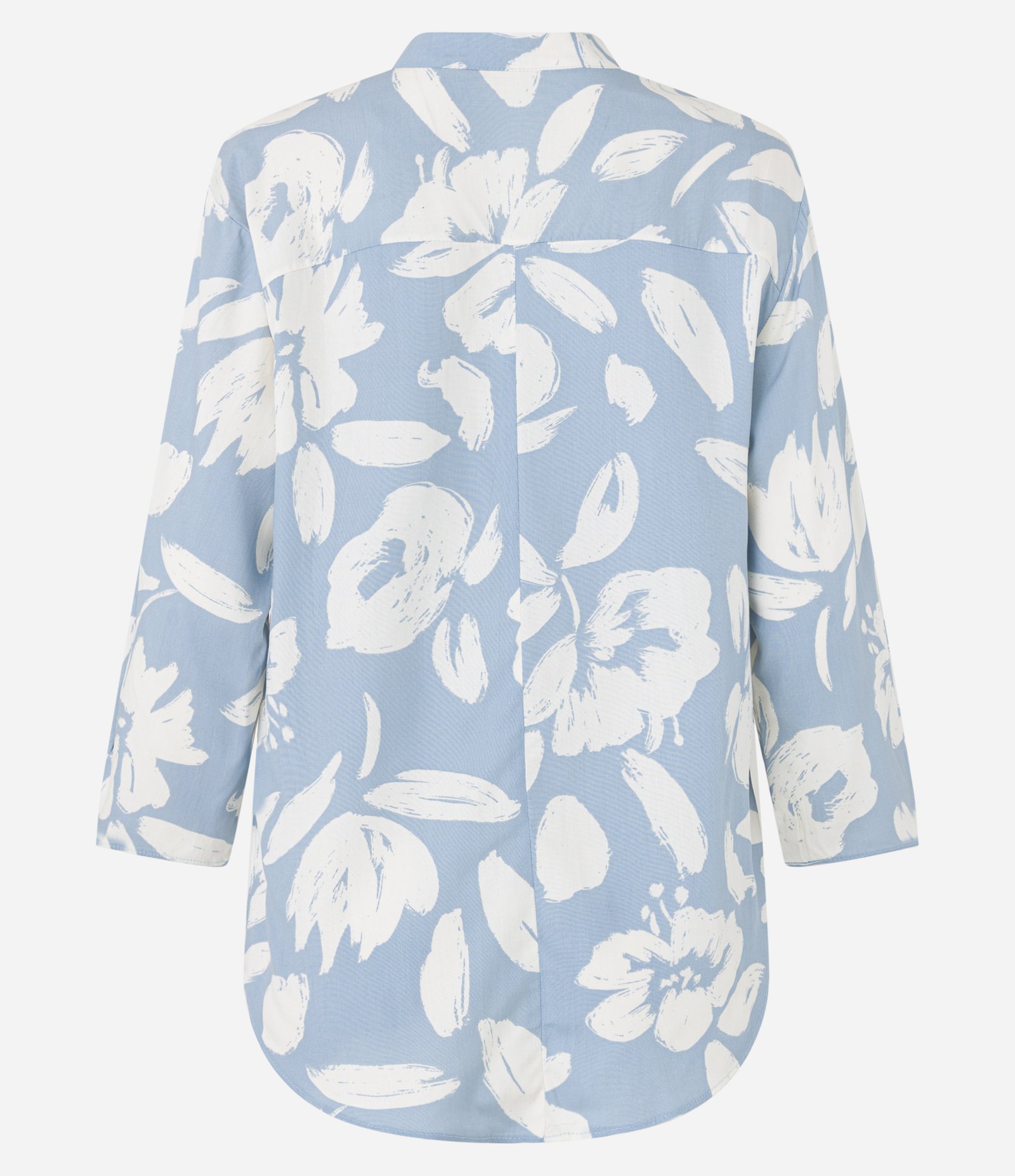 Blusa em Viscose com Manga 7/8 e Estampa Floral Azul 7