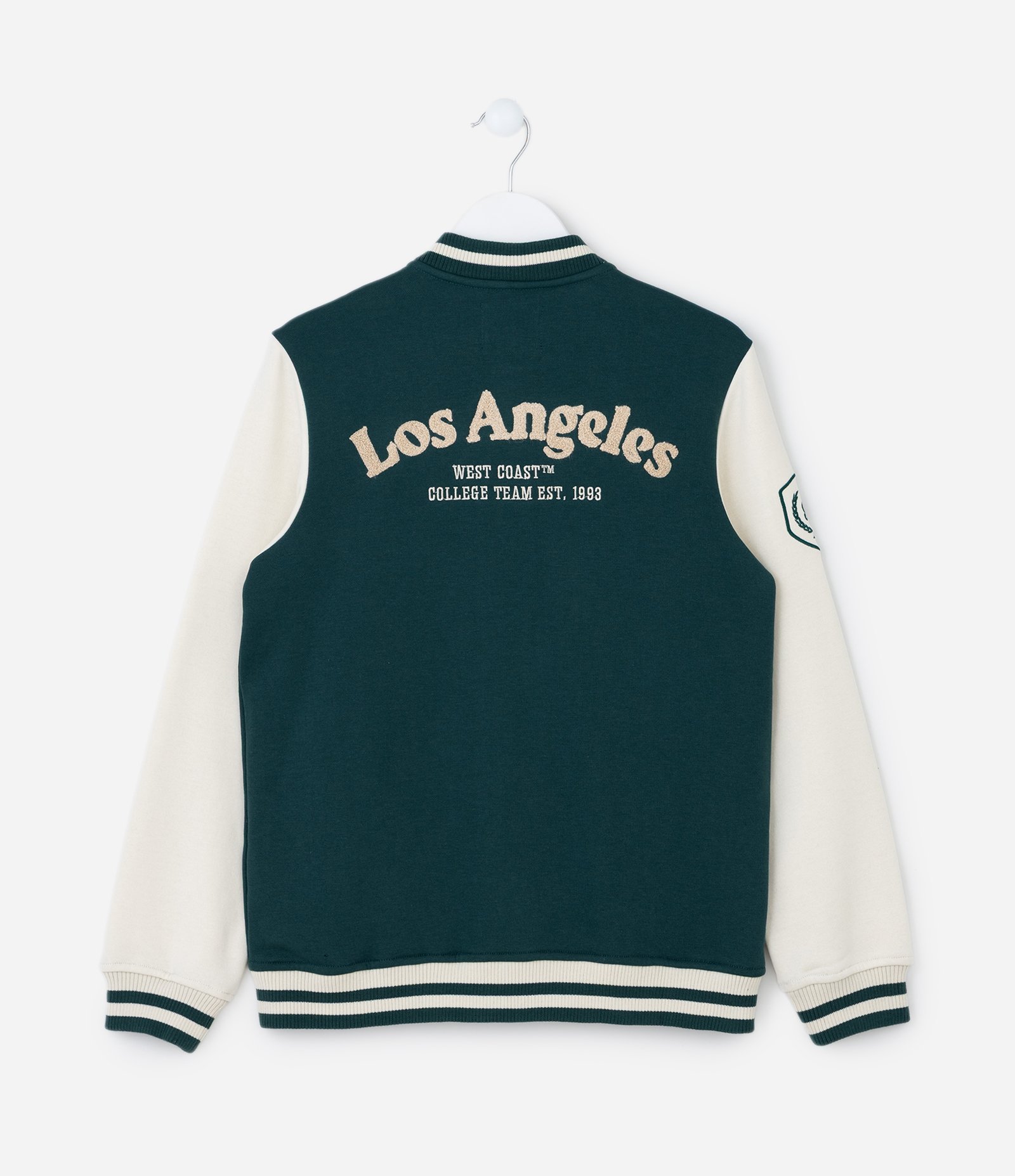Jaqueta Bomber College Infantil Estampa Los Angeles - Tam 5 a 14 anos Verde 3